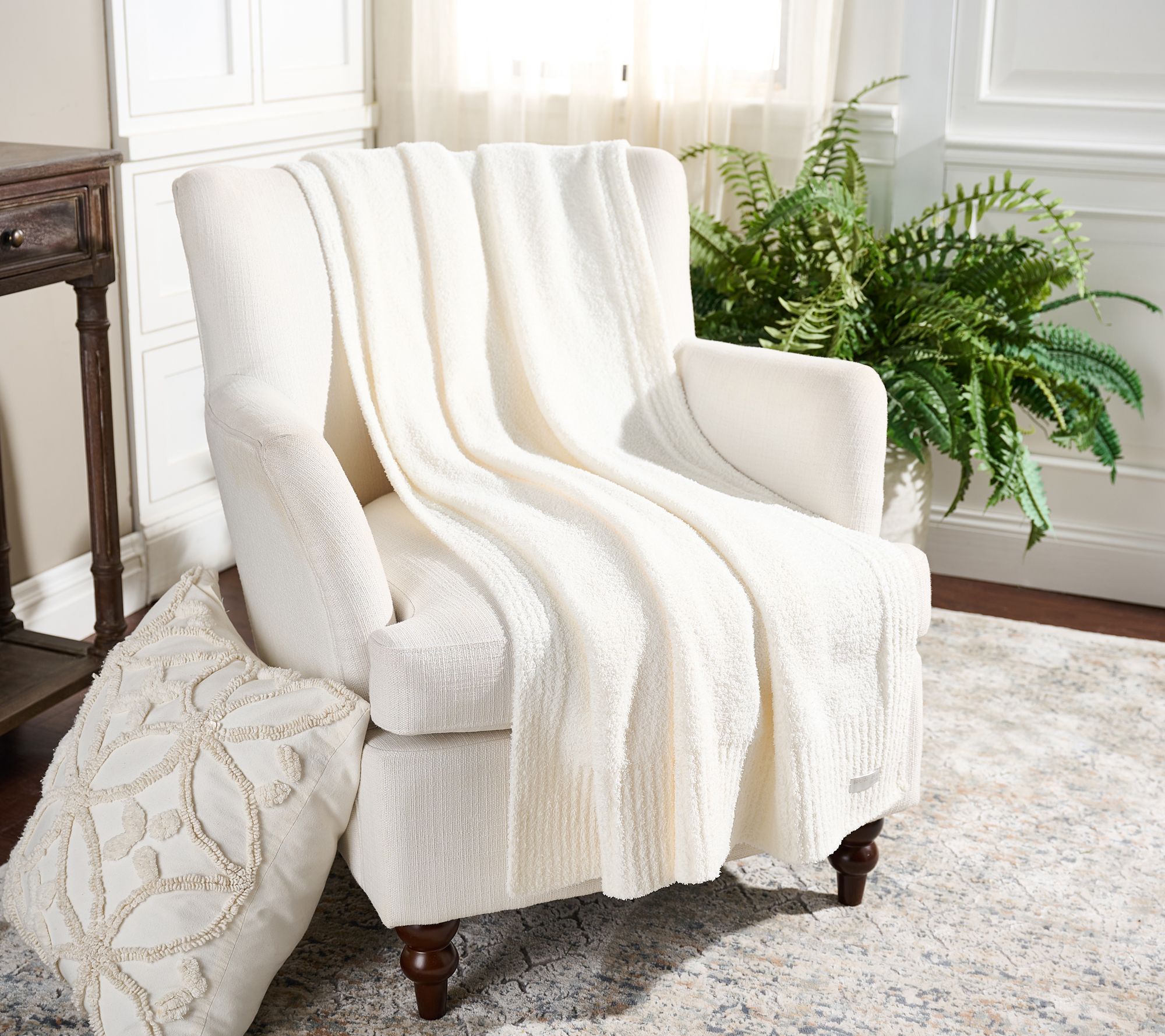 "As Is" Barefoot Dreams CozyChic 45x60 Stacked Rib Border Blanket