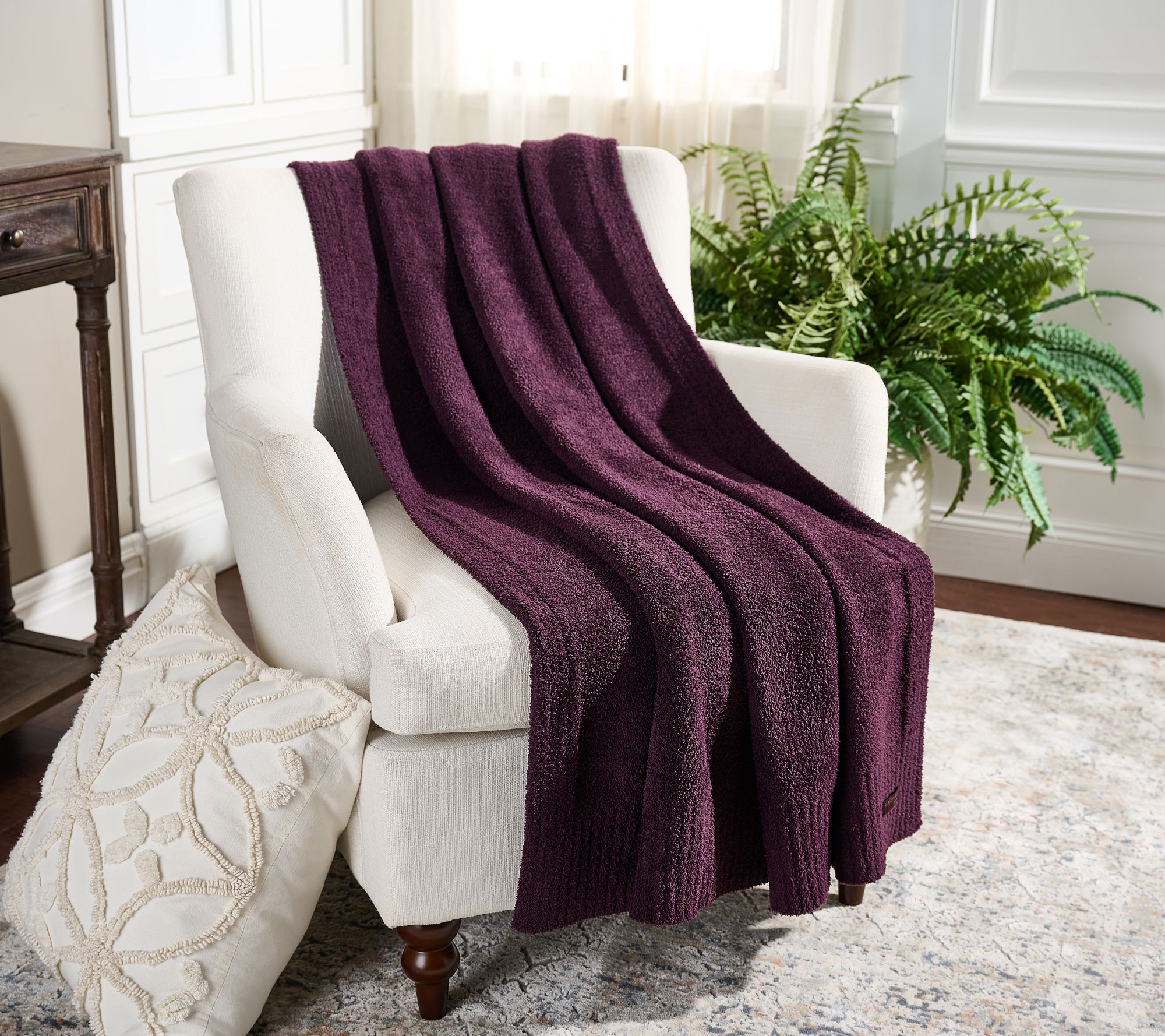 "As Is" Barefoot Dreams CozyChic 45x60 Stacked Rib Border Blanket