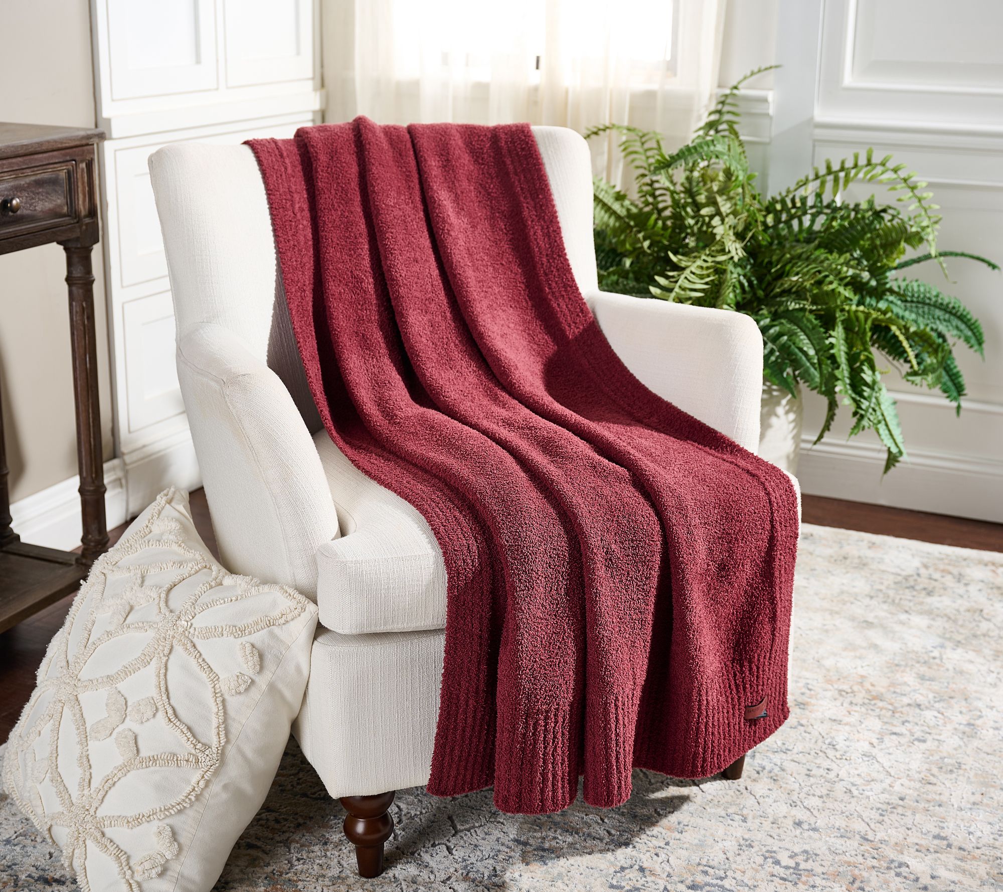 "As Is" Barefoot Dreams CozyChic 45x60 Stacked Rib Border Blanket