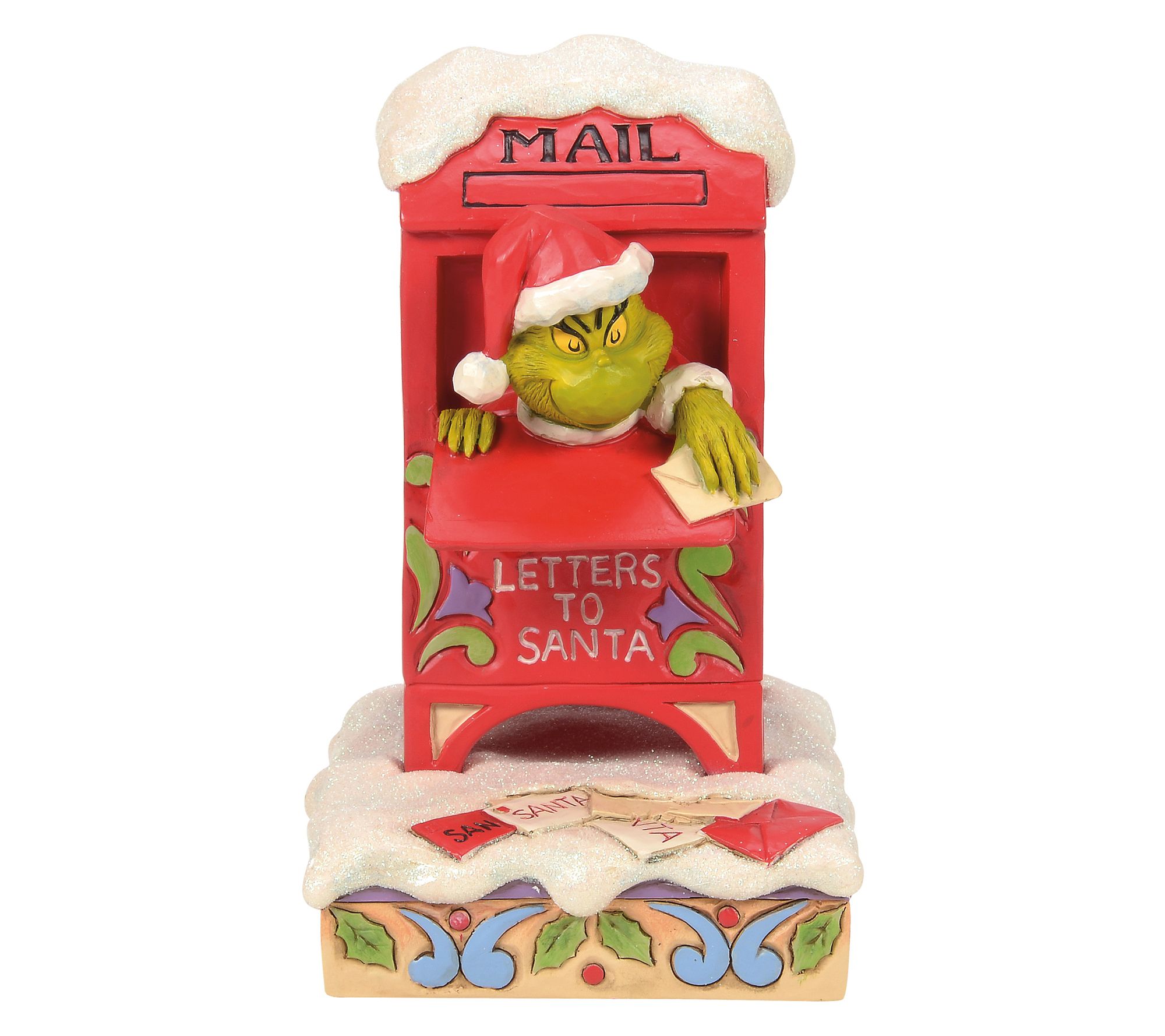 Jim Shore Grinch in Mailbox Christmas Figurine6in H
