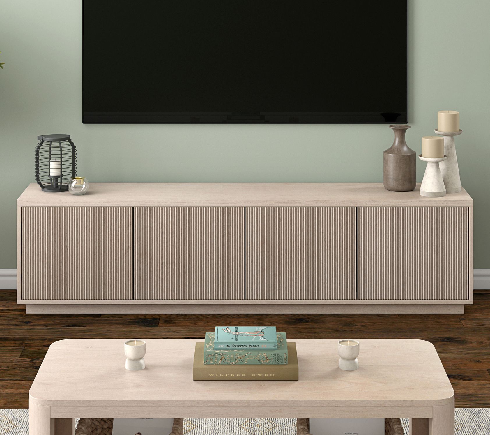 Hudson&Canal Hanson Rectangular TV Stand for TV's up to 85"