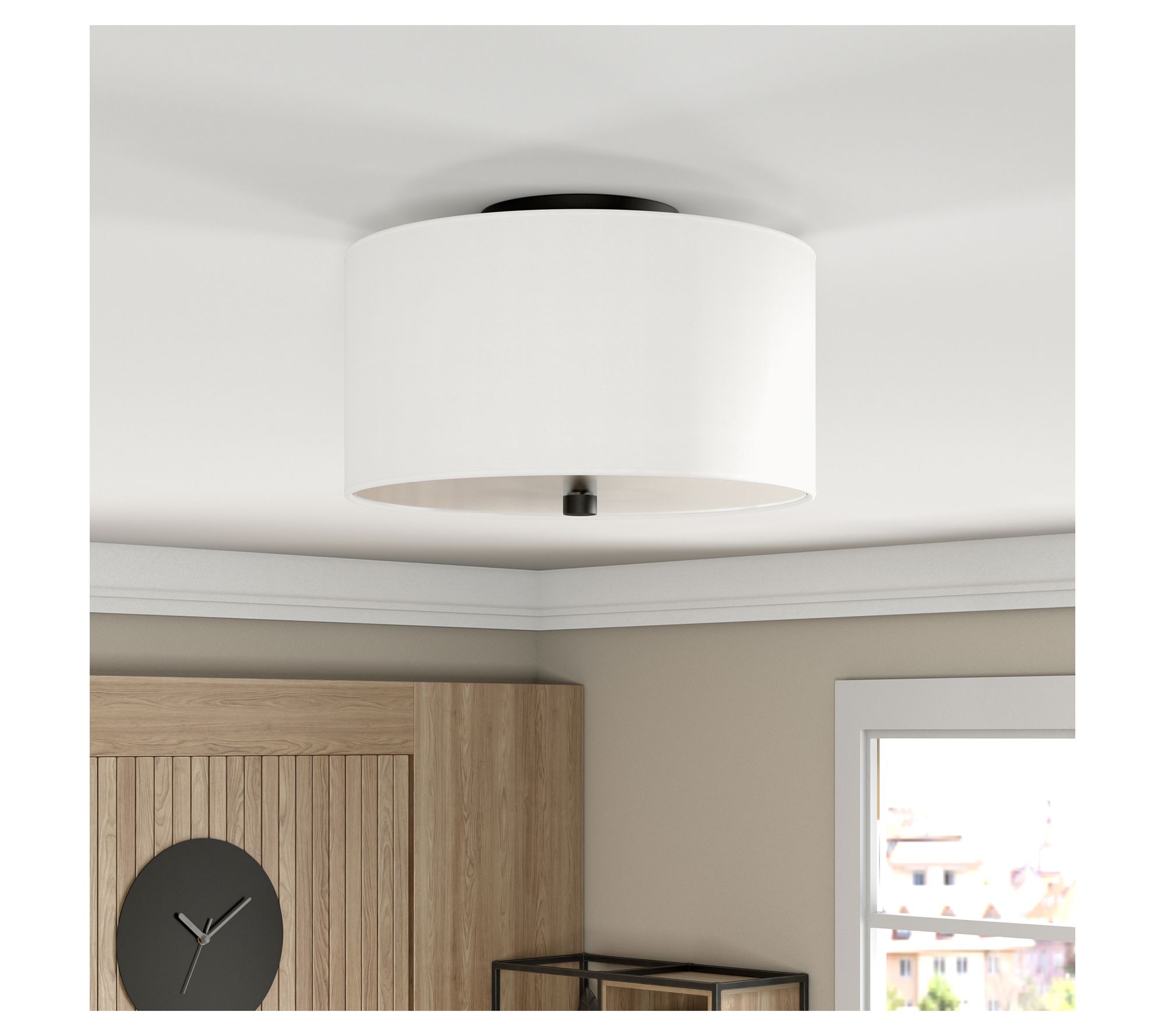 Hudson&Canal Ellis 12" Flush Mount with FabricShade