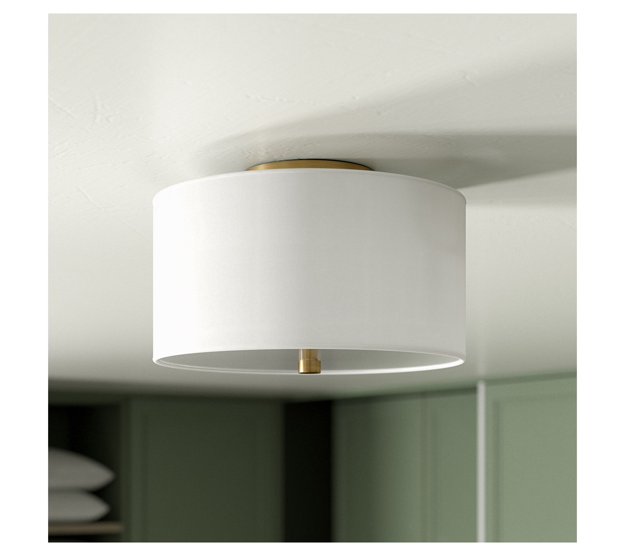 Hudson&Canal Ellis 12" Flush Mount with FabricShade
