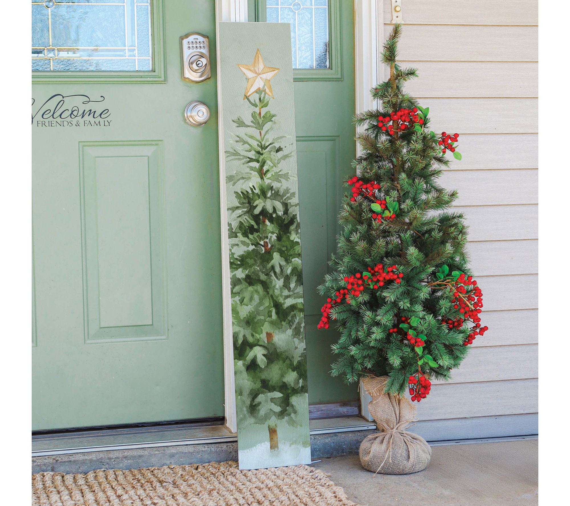 Sincere Surroundings 47" Evergreen Tree Star Porch Board