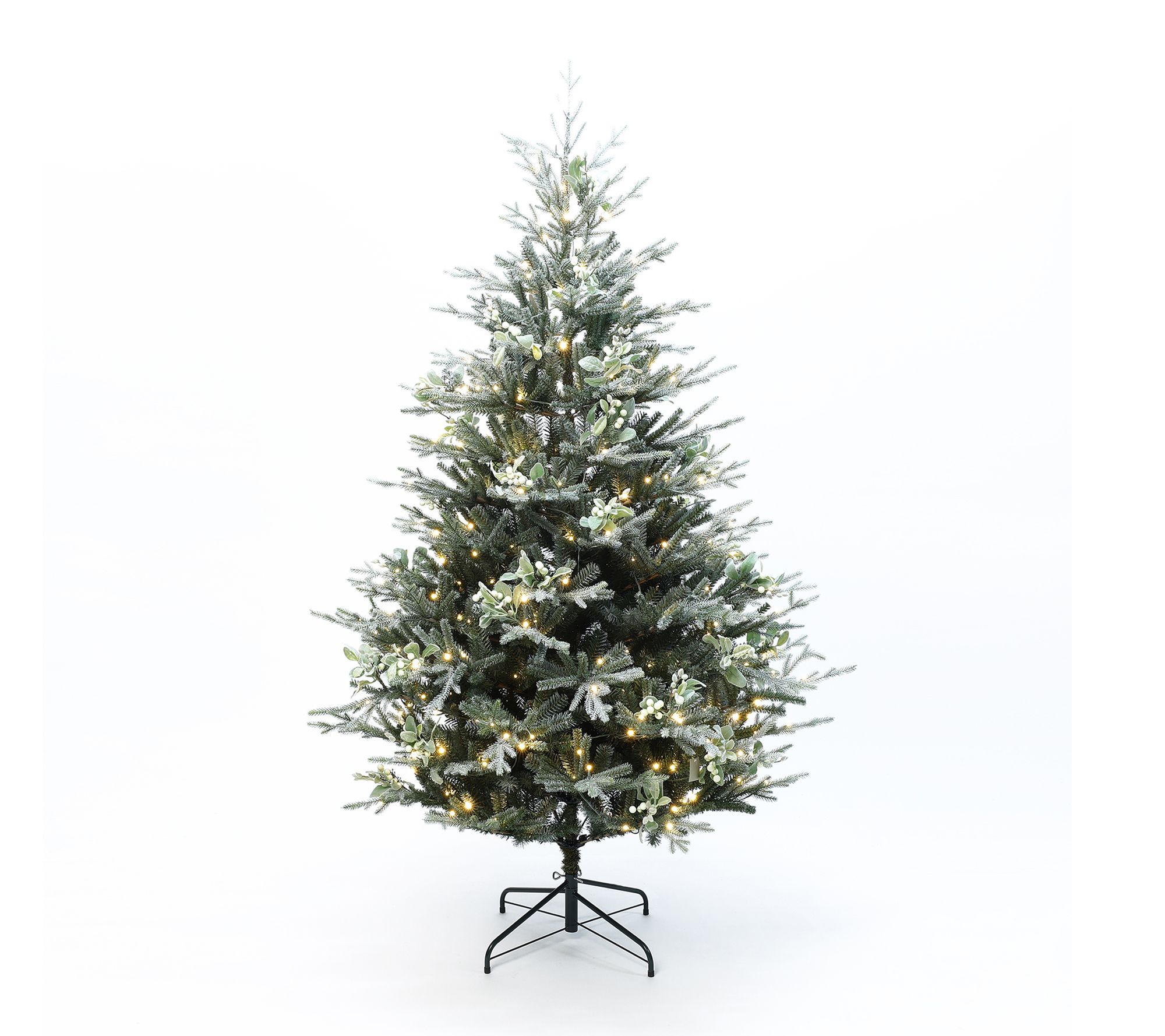 LuxenHome 7Ft P re-Lit Artifici al Tree w/ Mist letoe Decoratio