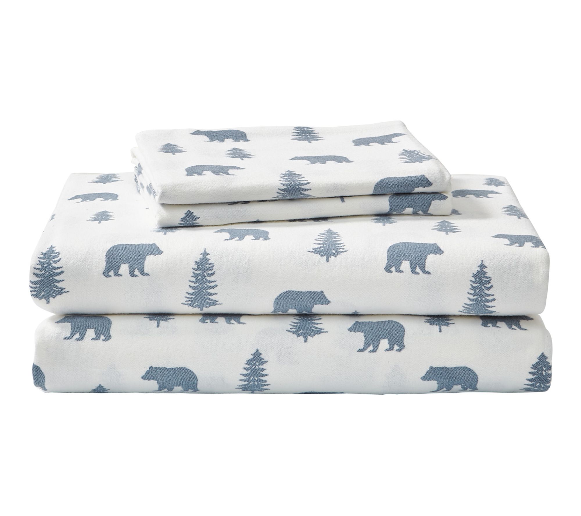 Eddie Bauer Bears And Trees Blue Cotton Queen Sheet Set