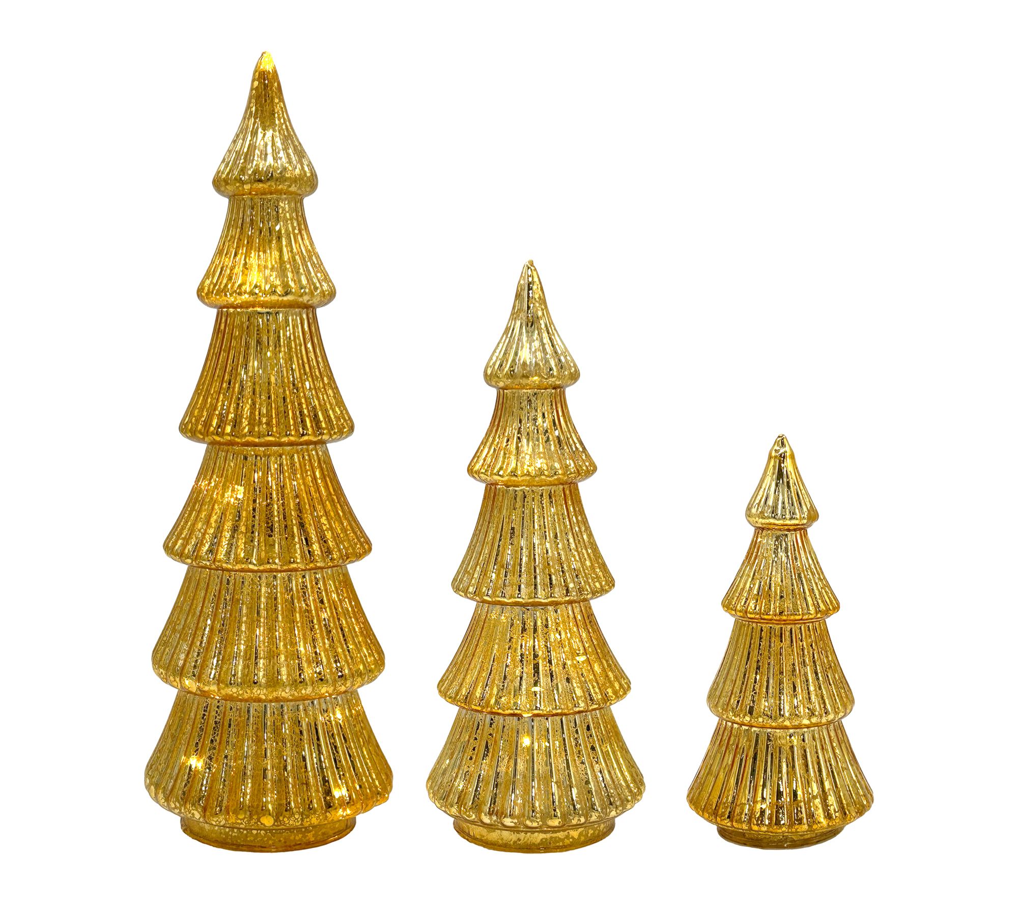 LumaBase Battery Operated Gold Trees Set of 3