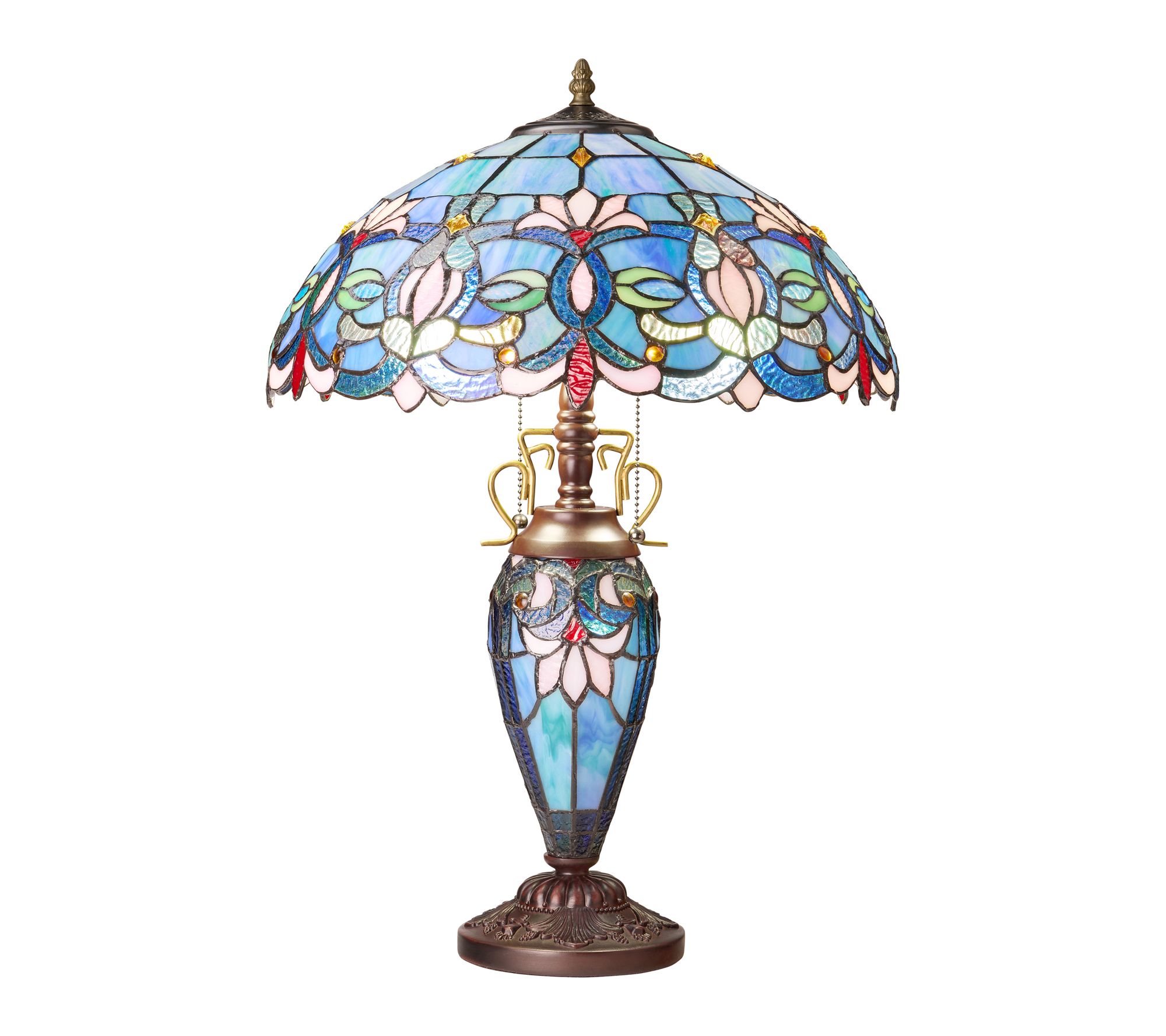 River of Goods 24.5"H Blue Double Lit Stained Glass Lamp