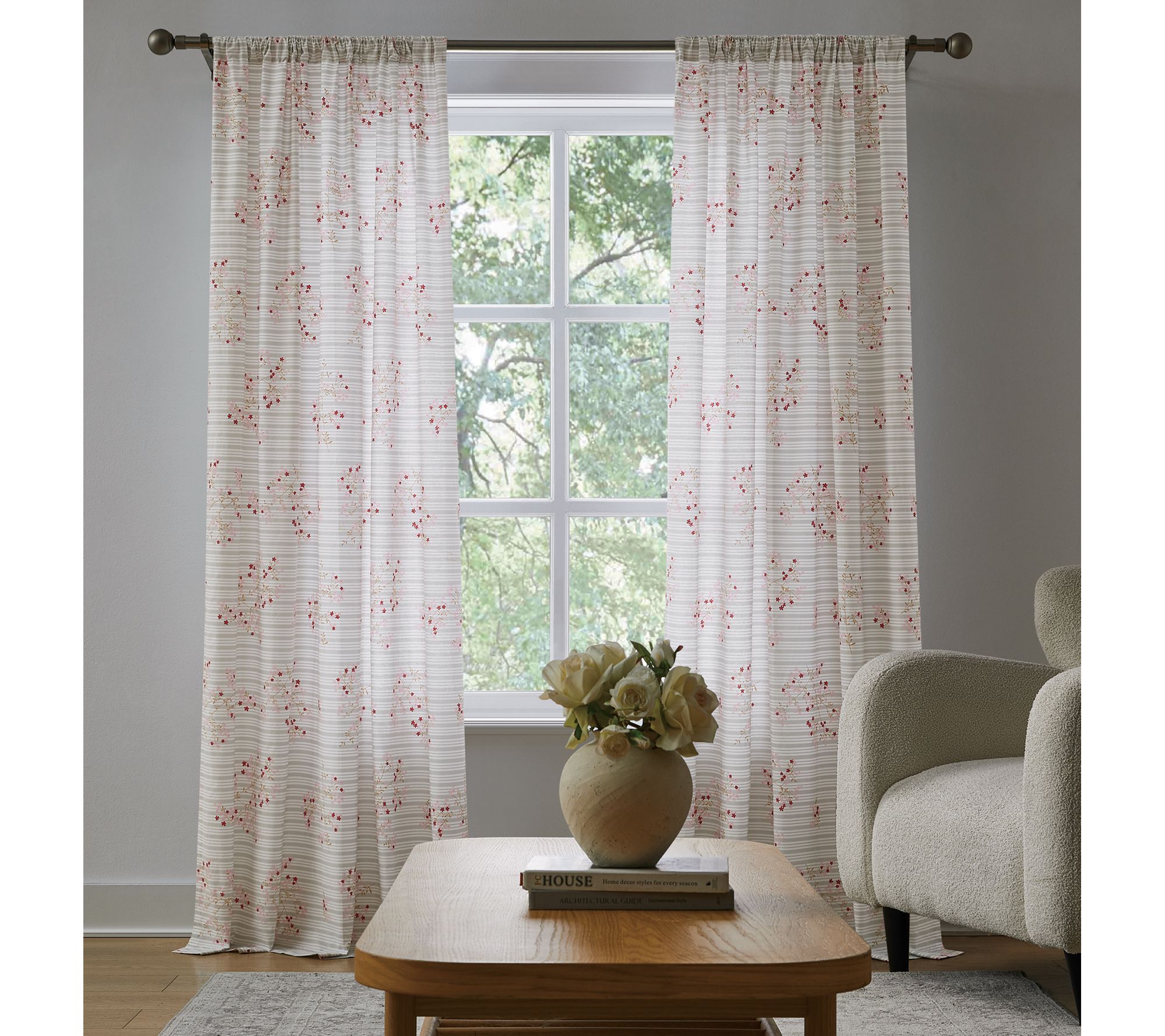 Cottage Classics Emma Floral 50x96 Window Curtain