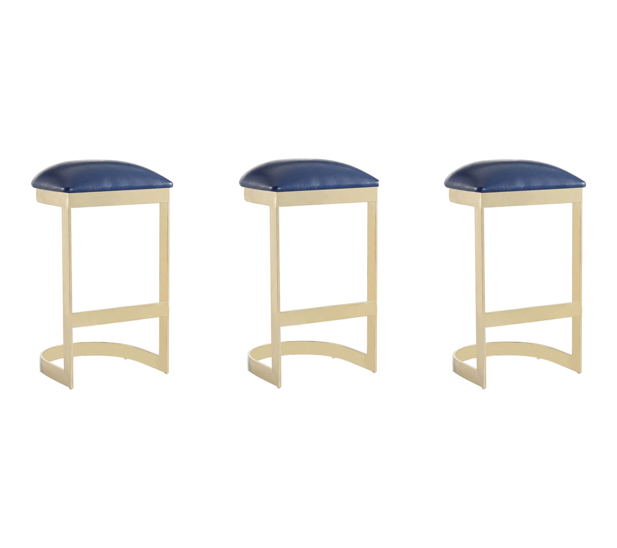 Manhattan Comfort Aura Metal Upholstered Barstool - Set of 3