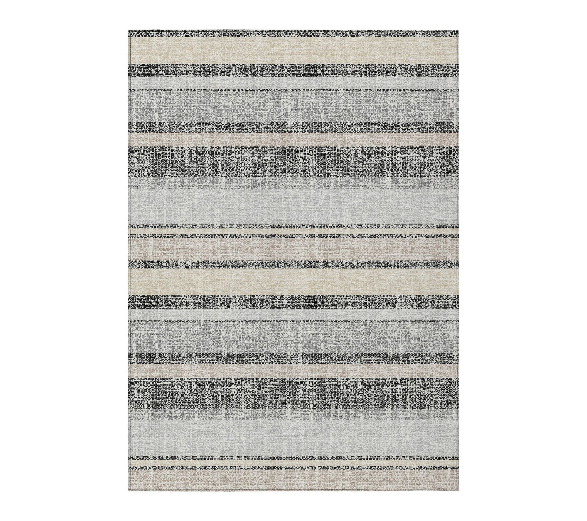 HomeRoots 5' X 8' Black Silver Striped WashableOutdoor Rug