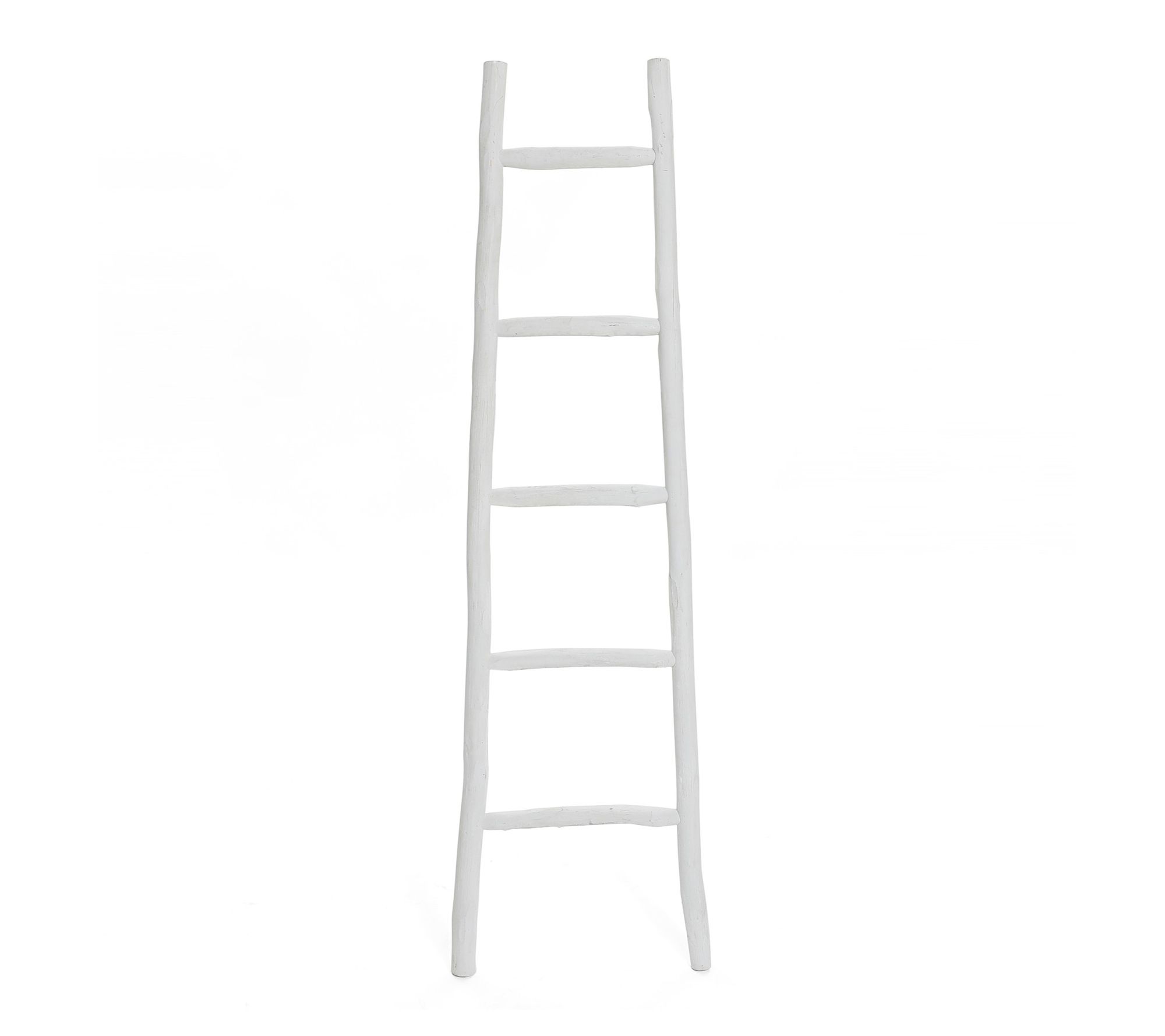 LuxenHome White Solid Wood 5-Rung Blanket Ladder