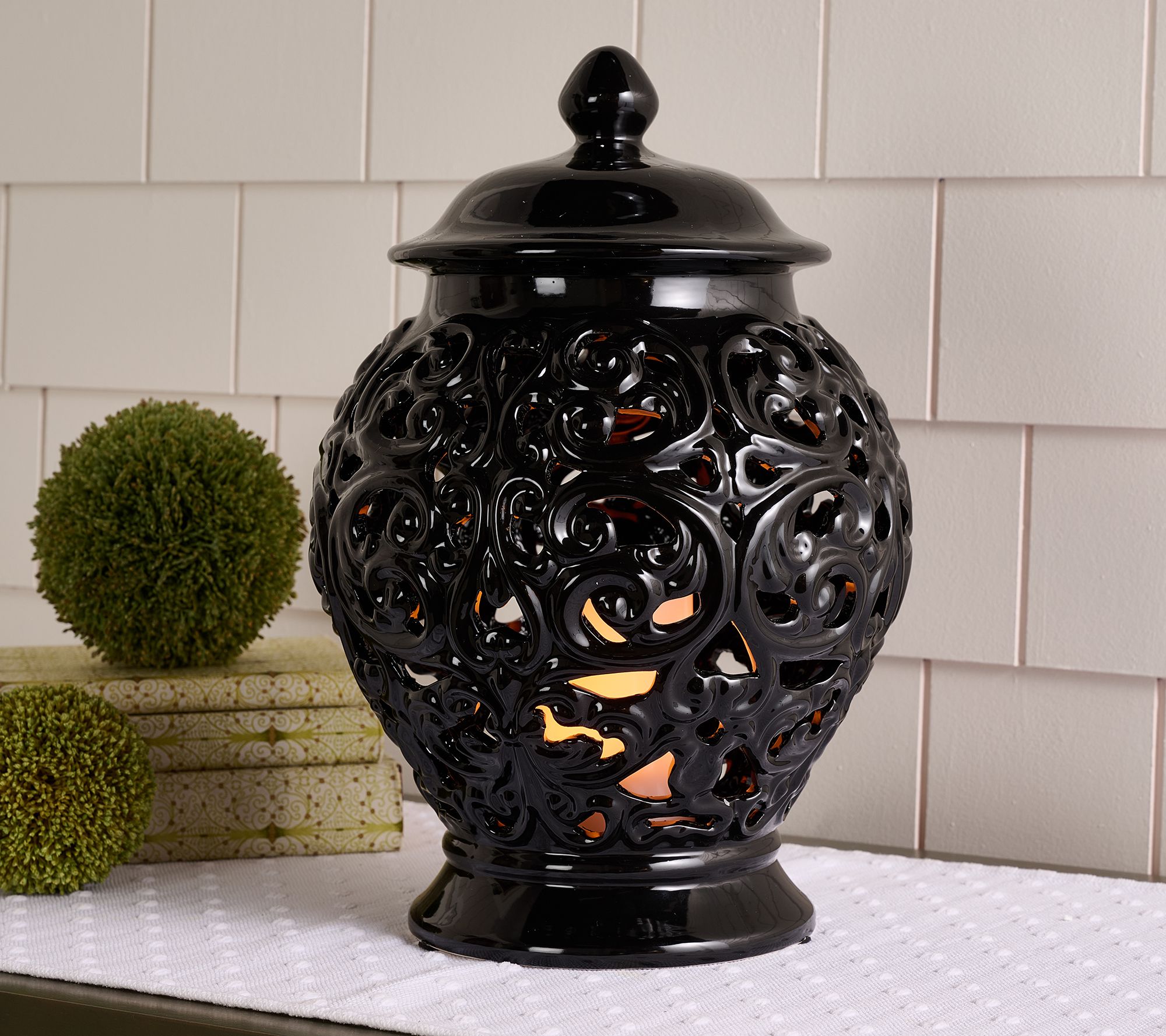 "As Is" Indoor/ Outdoor 16" Flickering Flame Ceramic Urn by Valerie