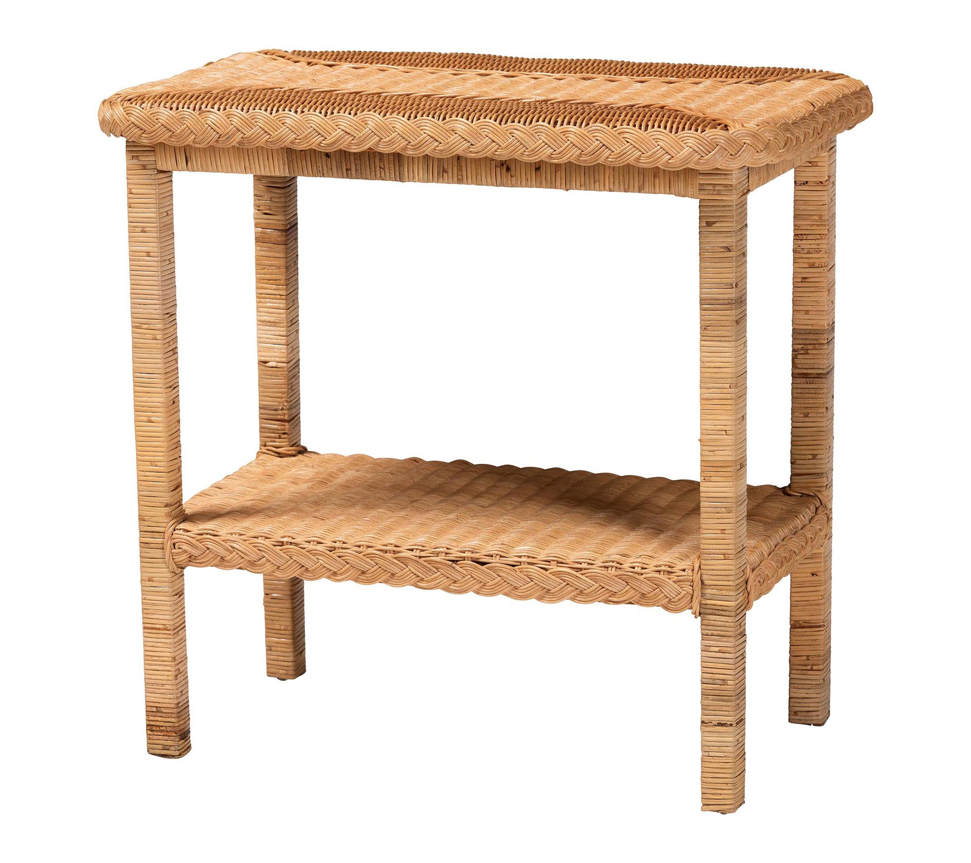 bali & pari Minahasa Light Honey Braided Rattan Side Table