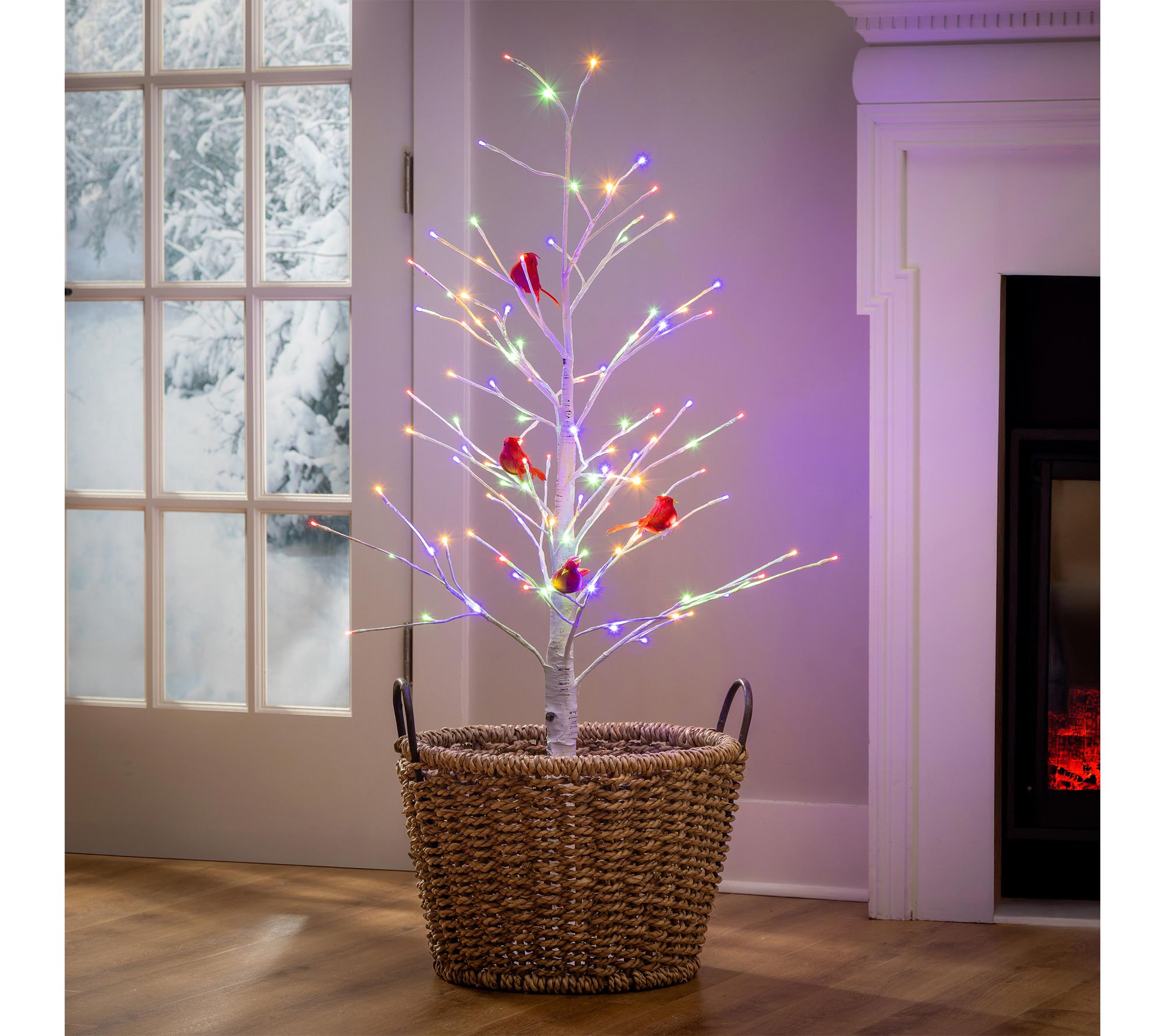 Evergreen 48"H Indoor/Outdoor LED Birch Tree with Cardinals