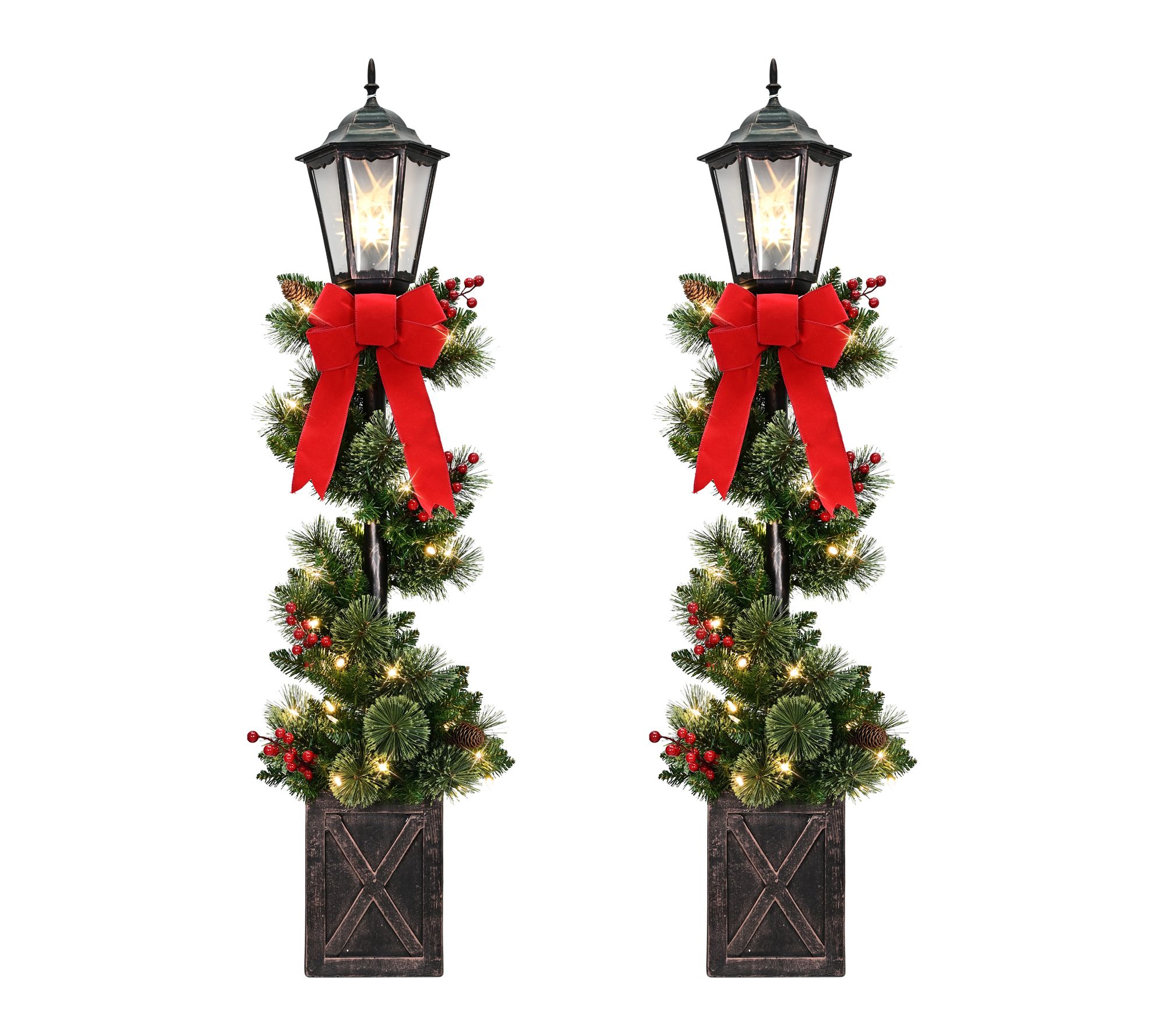 Puleo Set of 2 Pre-Lit 4 ft Artificial Spiral Lamp Post Trees