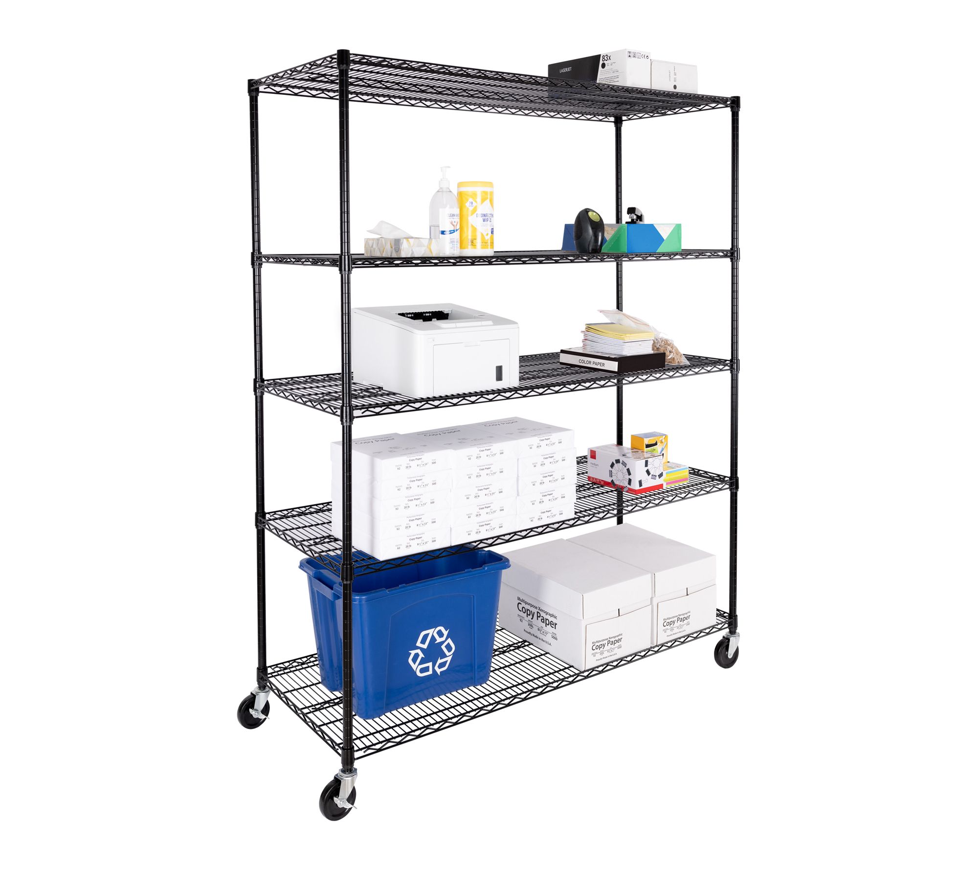 Seville Classics 5 Tier Wire Shelving, 60" W x 24" D x 76" H