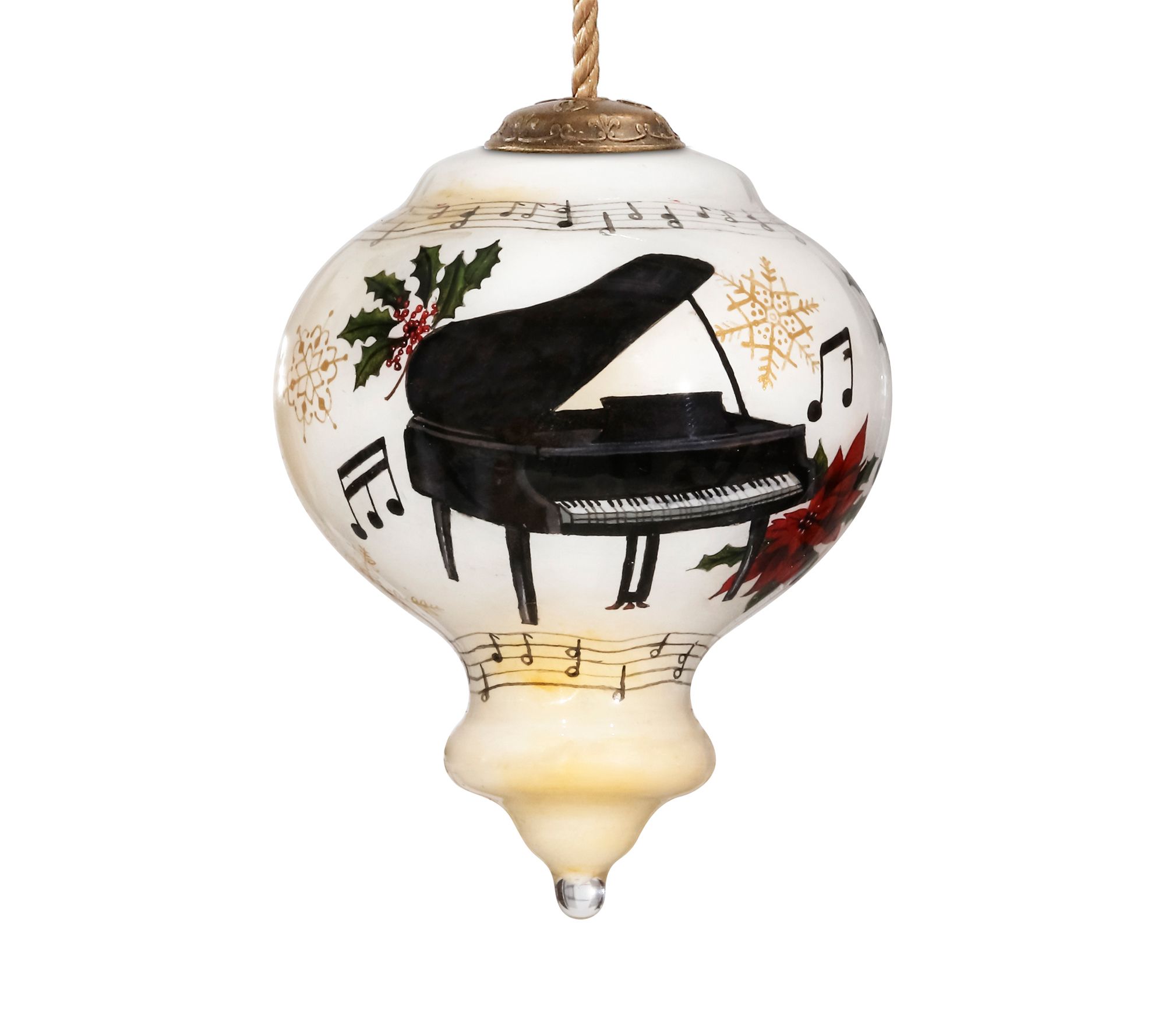 Inner Beauty Gifts 3.75in Hand Painted Christmas Piano Ornament