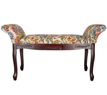 Thomas Pacconi Handcarved Floral Upholstered Bench - QVC.com