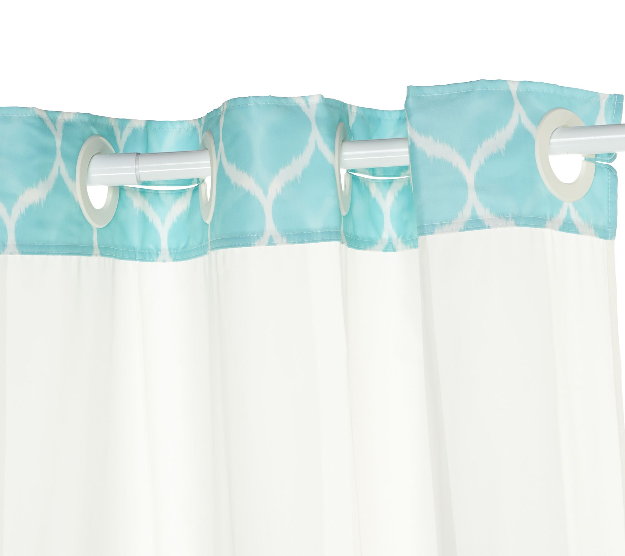 EZ ON by Hookless Ogee Print Design Shower Curtain with Liner