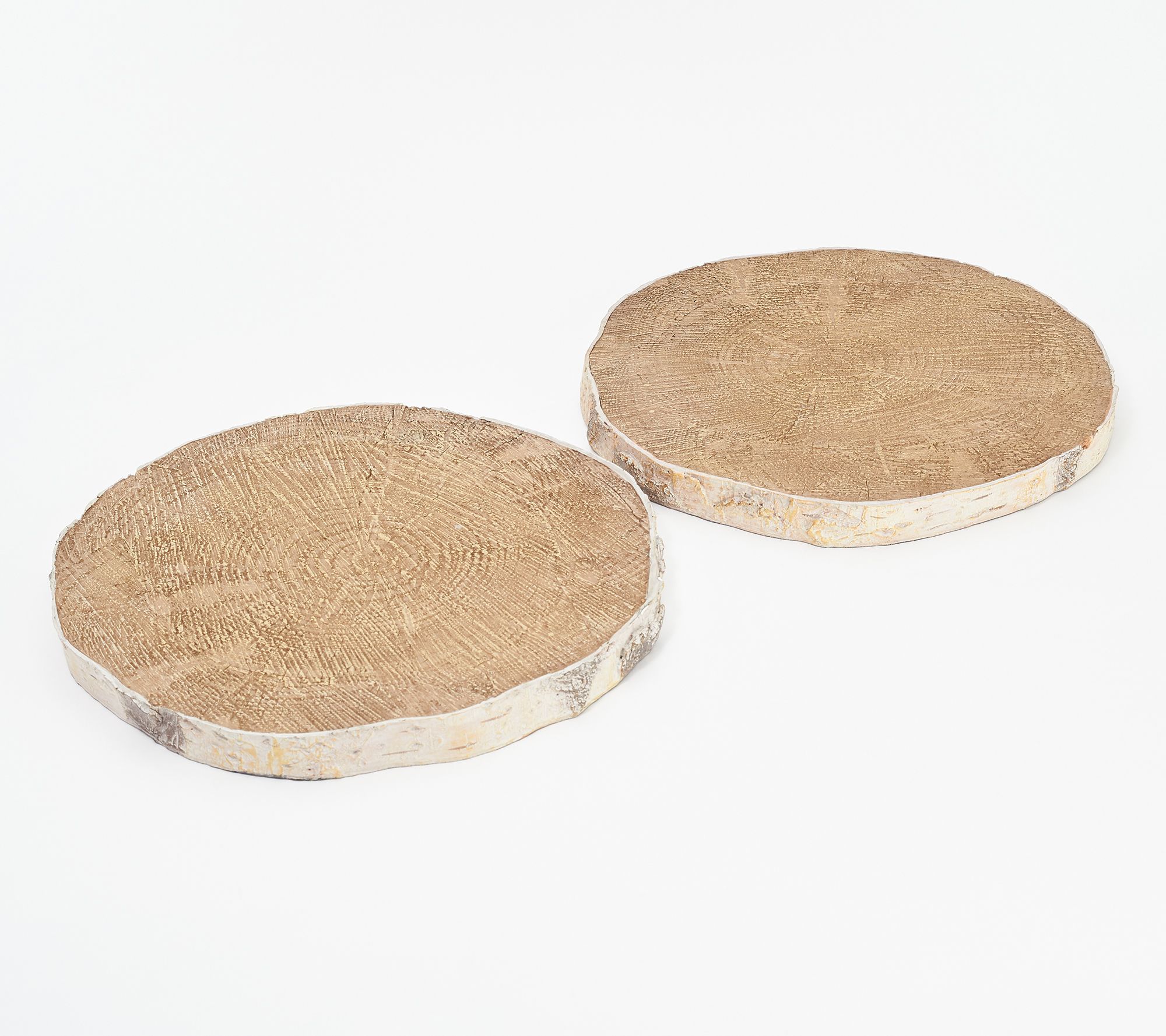 Set of (2) 12" Decorative Faux Wood Slices by Valerie