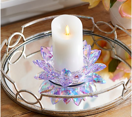 Iridescent Faceted Glass Lotus Candle Holder by Valerie