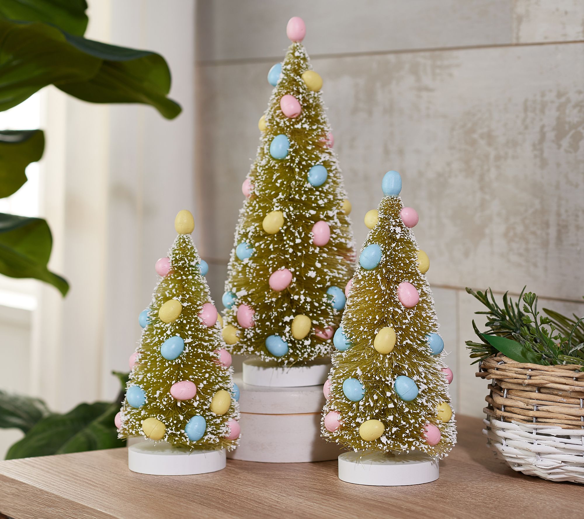 "As Is" Set of 3 Bottlebrush Trees with Easter Eggs by Valerie