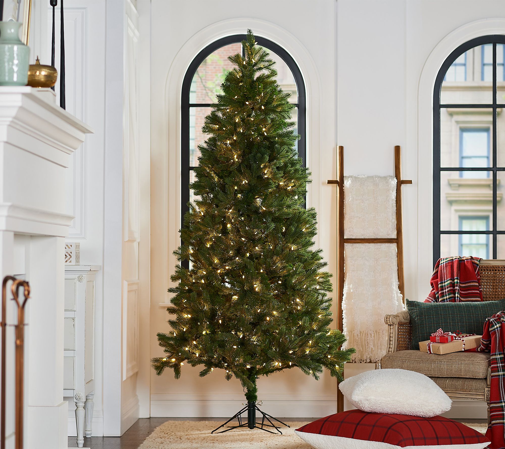 7\' Prelit Natural Touch Spruce Christmas Tree by Valerie - QVC.com