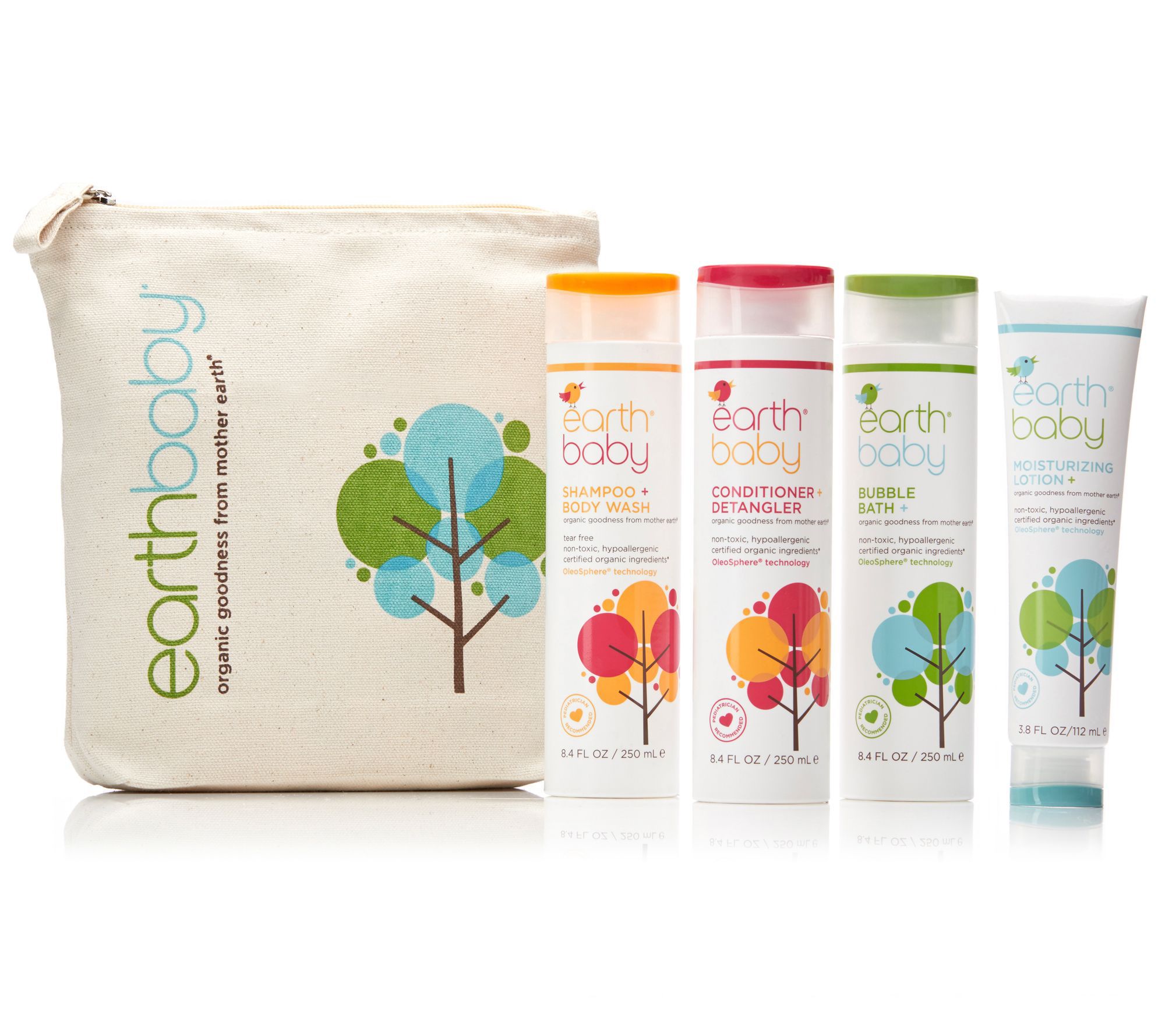 Earth Baby Bath Essential Kit 4-Piece Set and Travel Pouch 