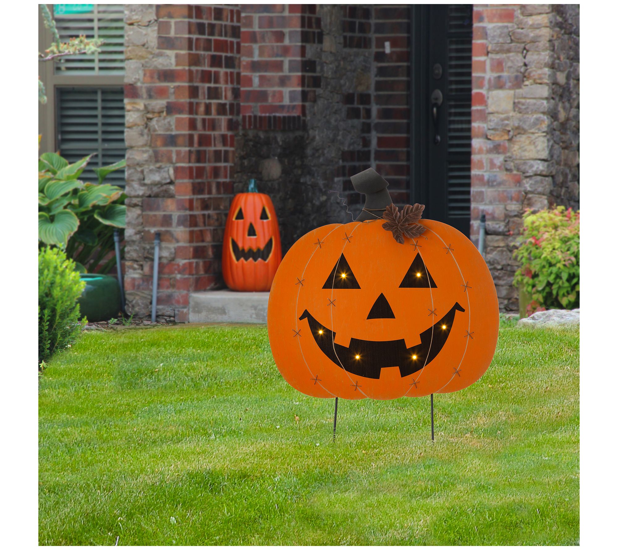 Glitzhome Jack O Lantern Halloween Pumpkin YardStake - QVC.com