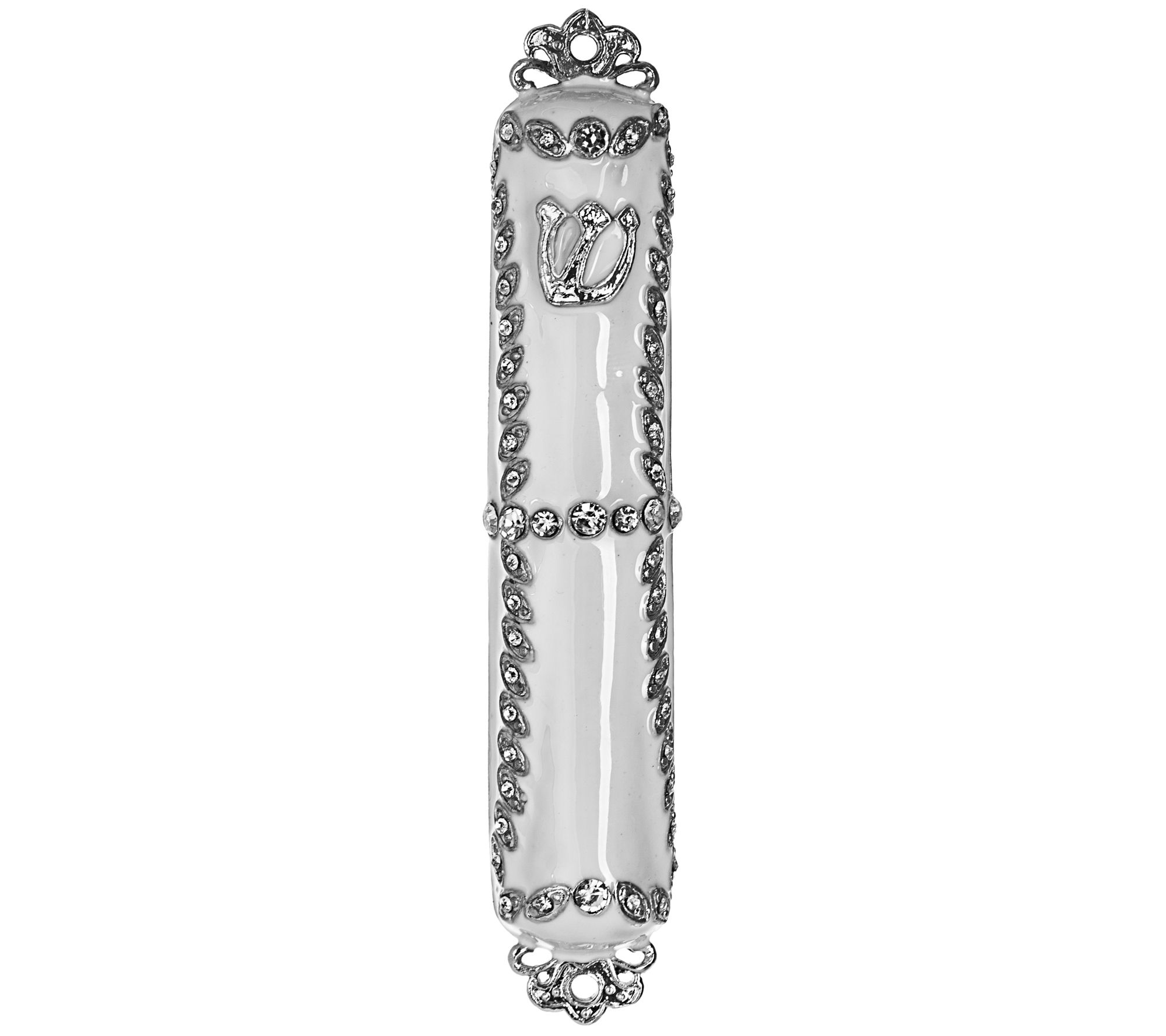 Copa Judaica Mezuzah Case White with Stones