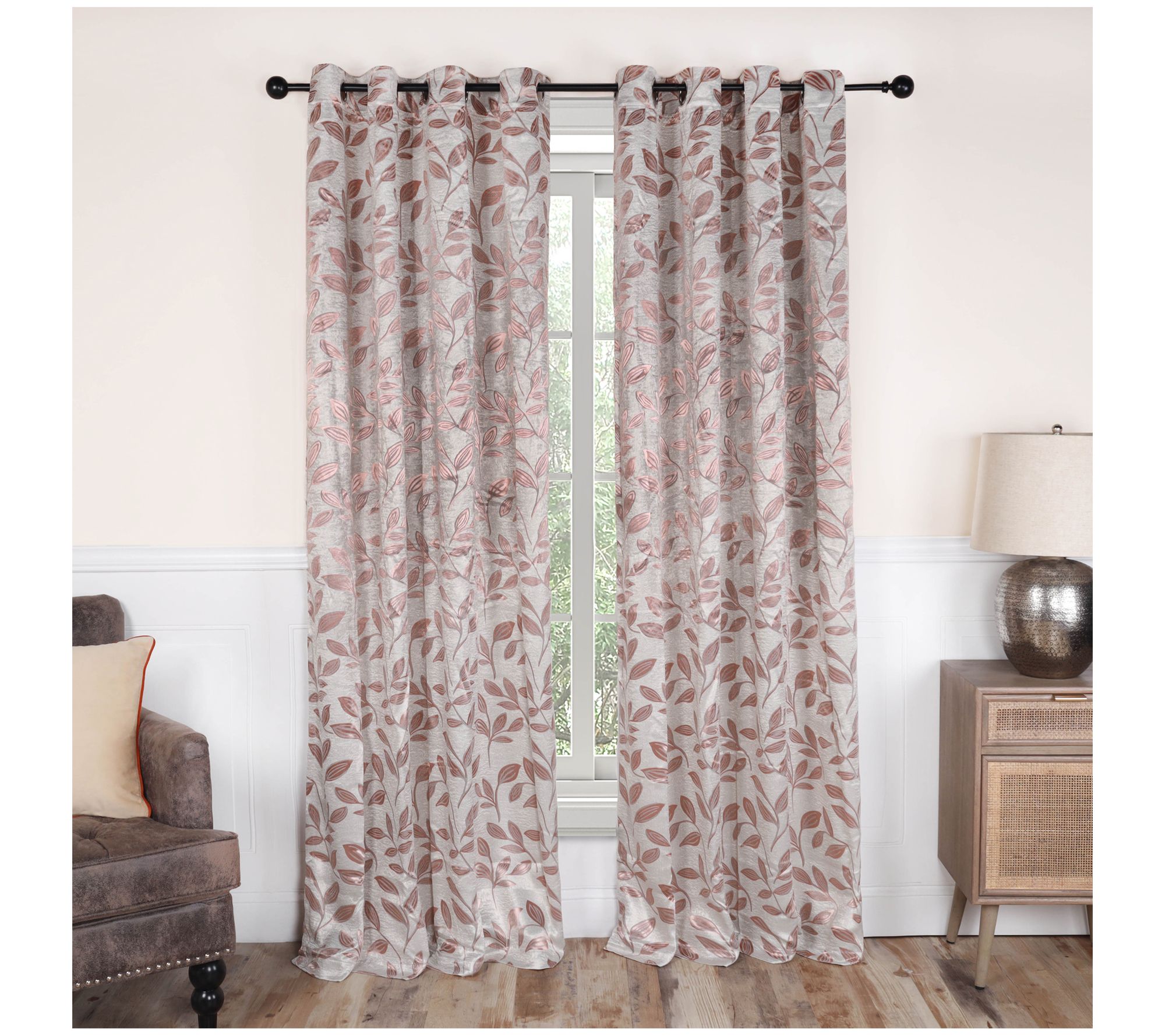 Superior Leaves Blackout Panel Curtains (Set Of2), 52 X 84