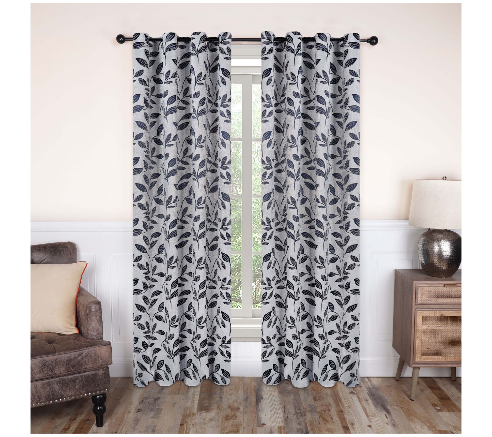 Superior Leaves Blackout Panel Curtains (Set Of 2), 52 X 84