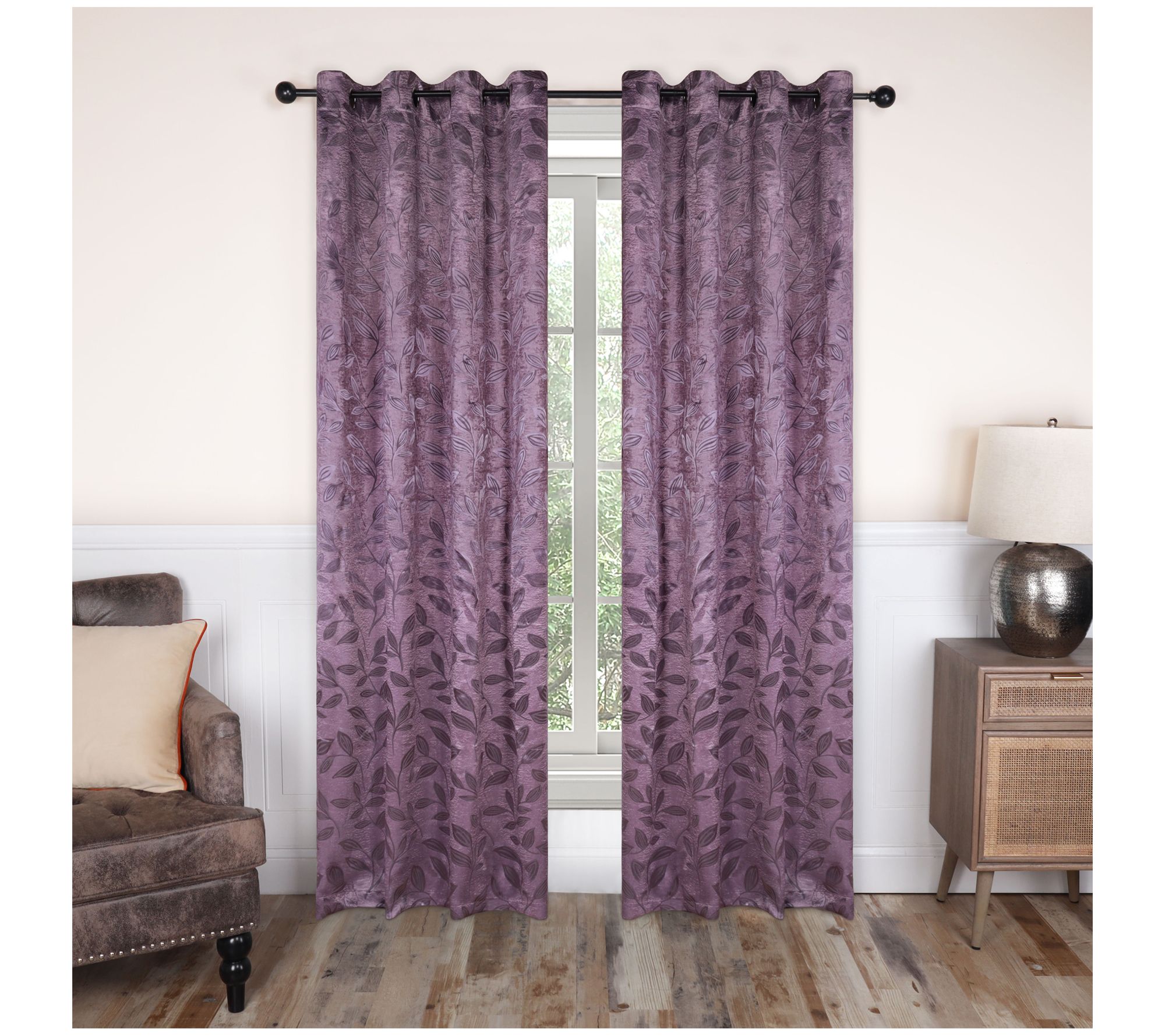 Superior Leaves Blackout Panel Curtains (Set Of2), 52 X 84