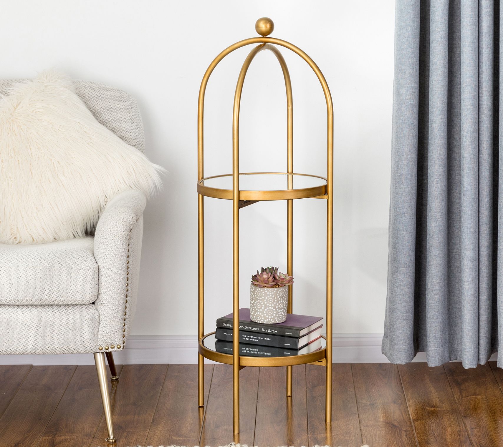 Luxe Rachel Zoe 3-Tier Brass Bar Cart with Glass Shelves - QVC.com