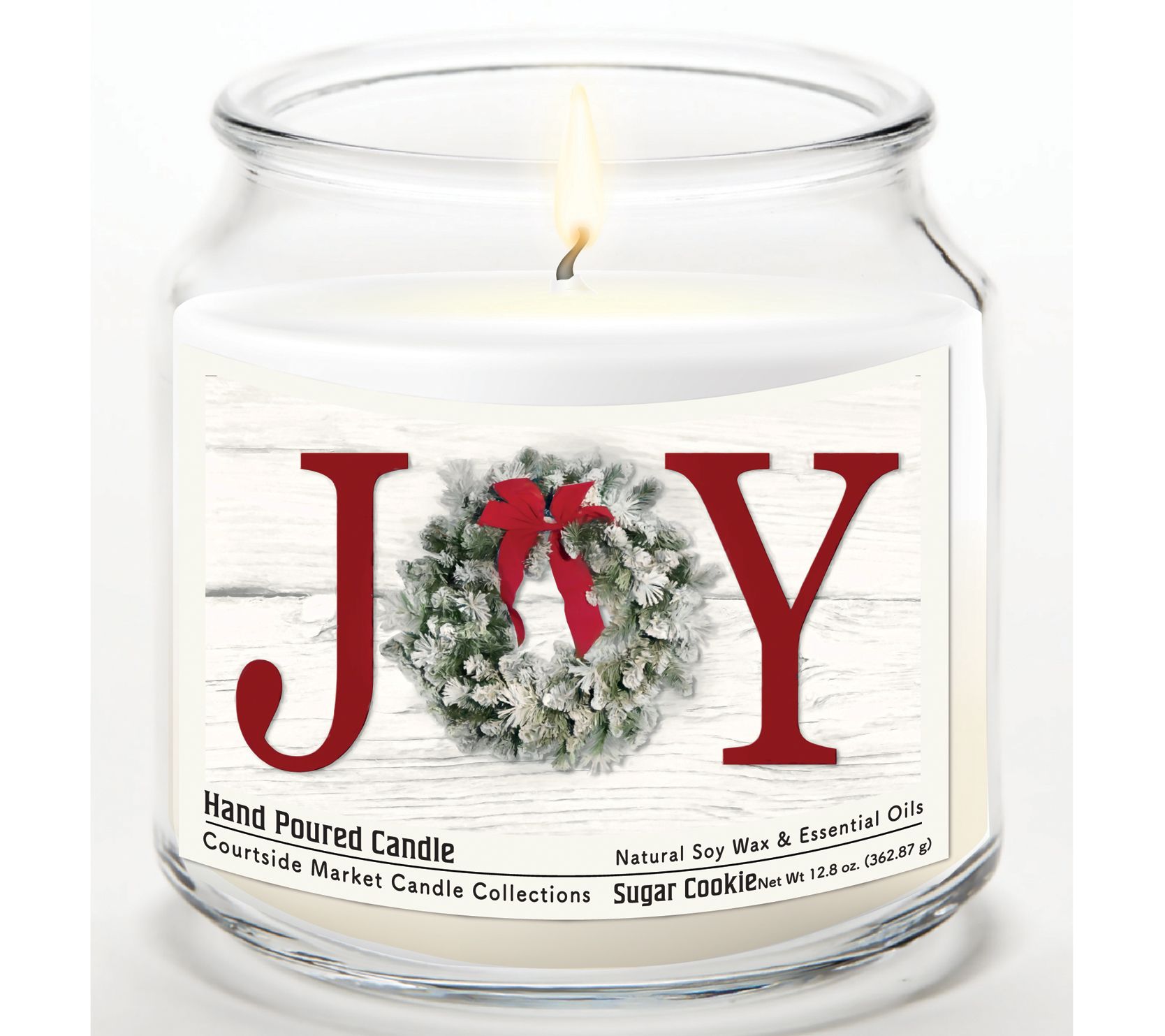 Courtside Market Christmas Joy Candle Glass Jar 12.8 oz