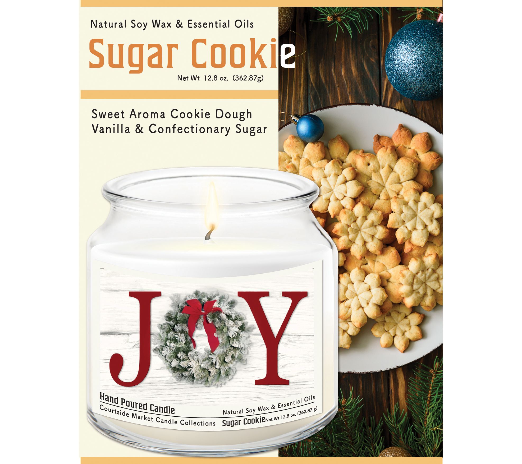 Courtside Market Christmas Joy Candle Glass Jar 12.8 oz