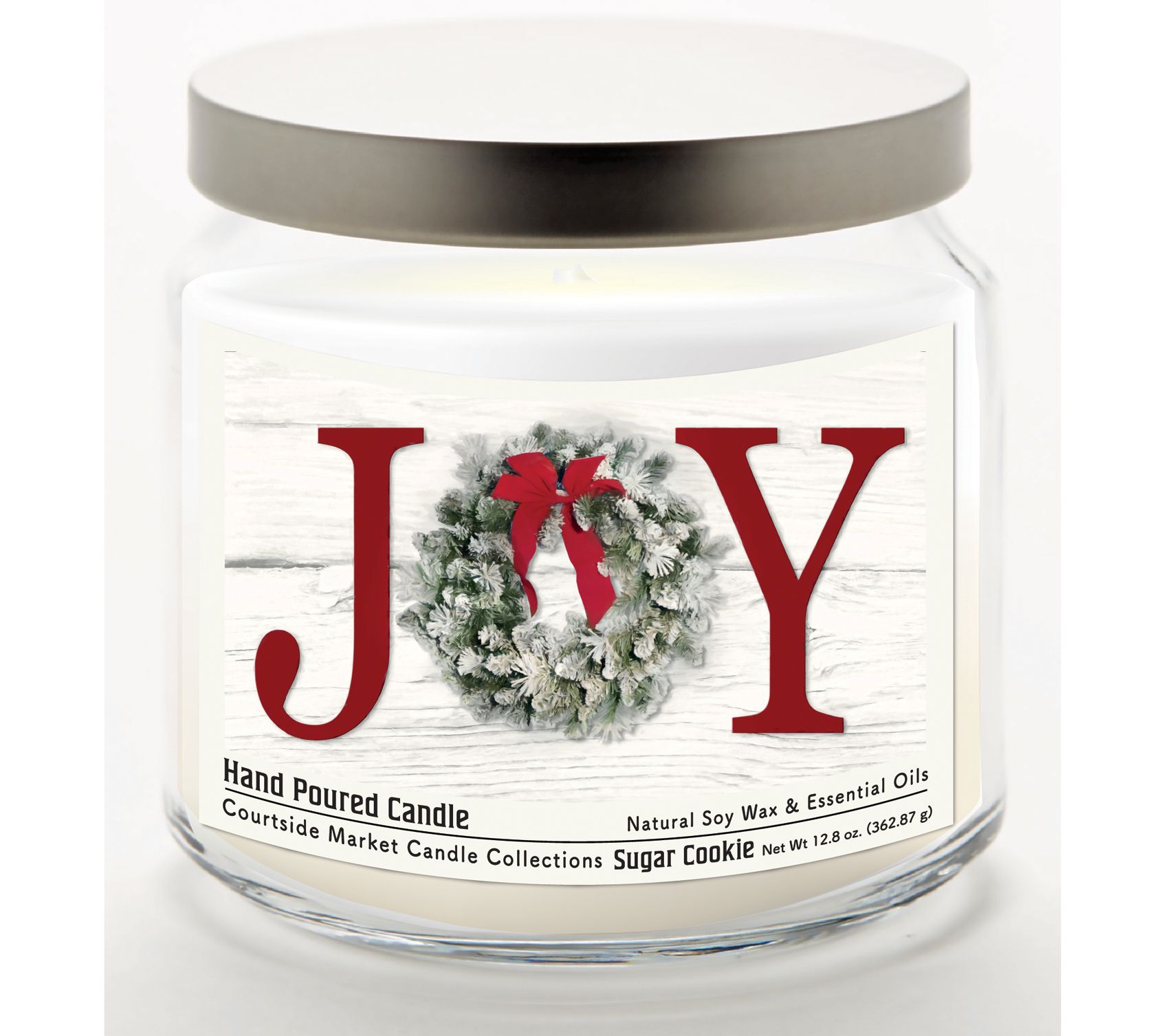 Courtside Market Christmas Joy Candle Glass Jar 12.8 oz