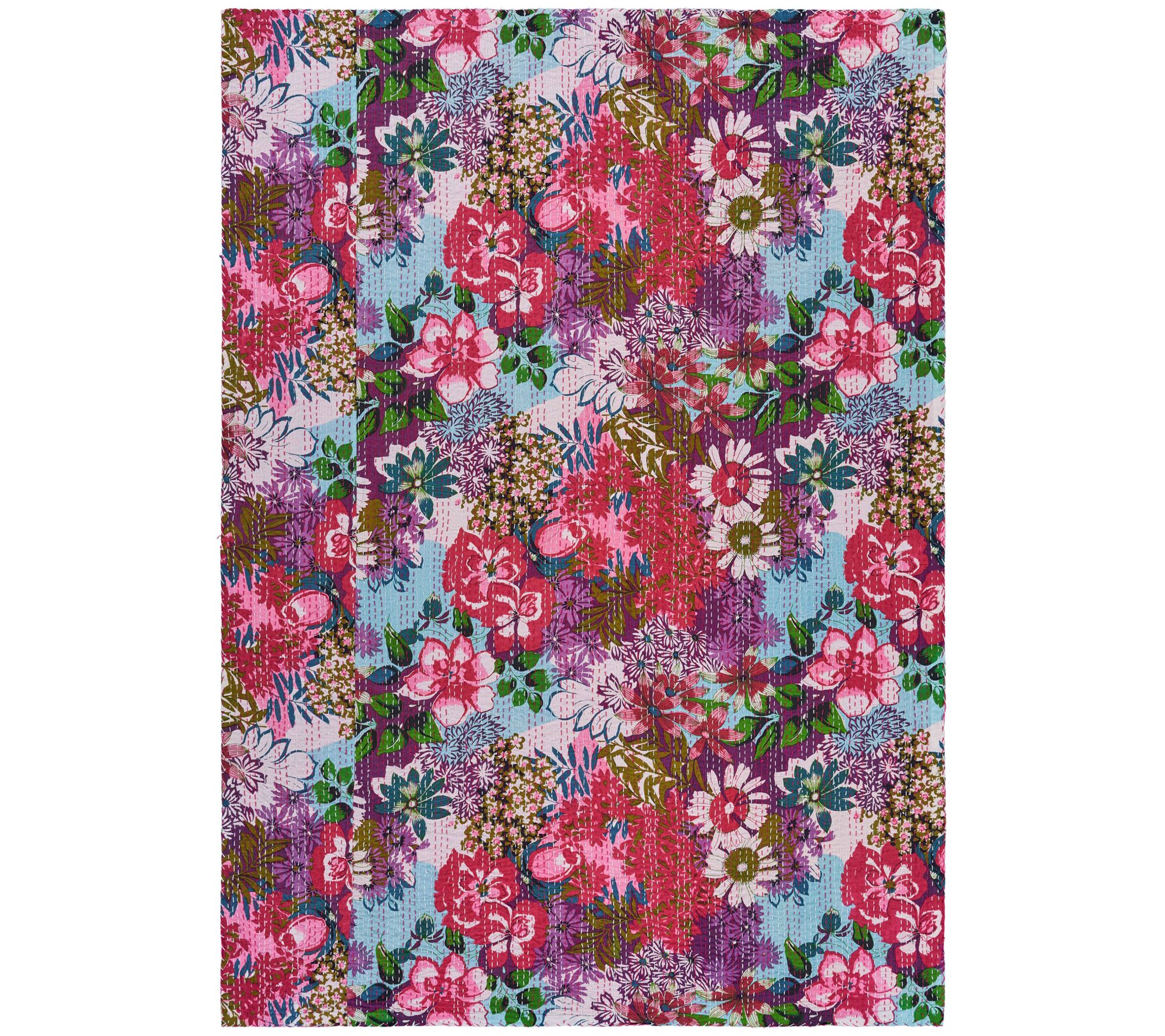 Ox Bay Floral Garden Kantha Throw Blanket