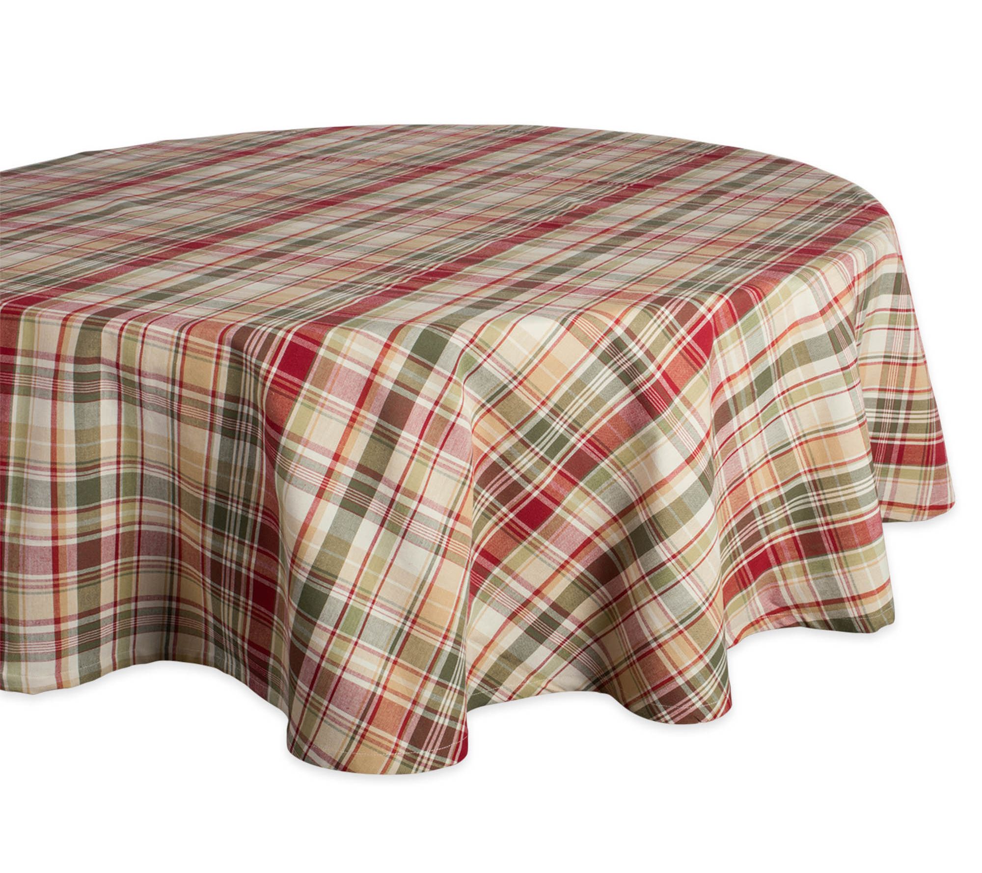 Design Imports Give Thanks Plaid Tablecloth 70"Round