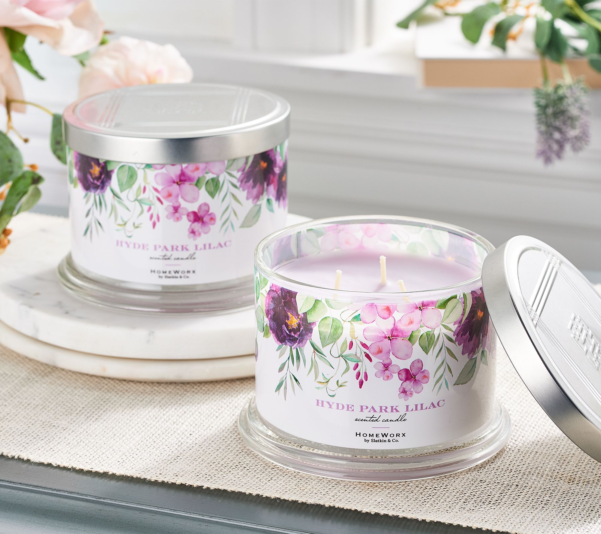HomeWorx by Slatkin & Co. S/2 Hyde Park Lilac 14oz Candles
