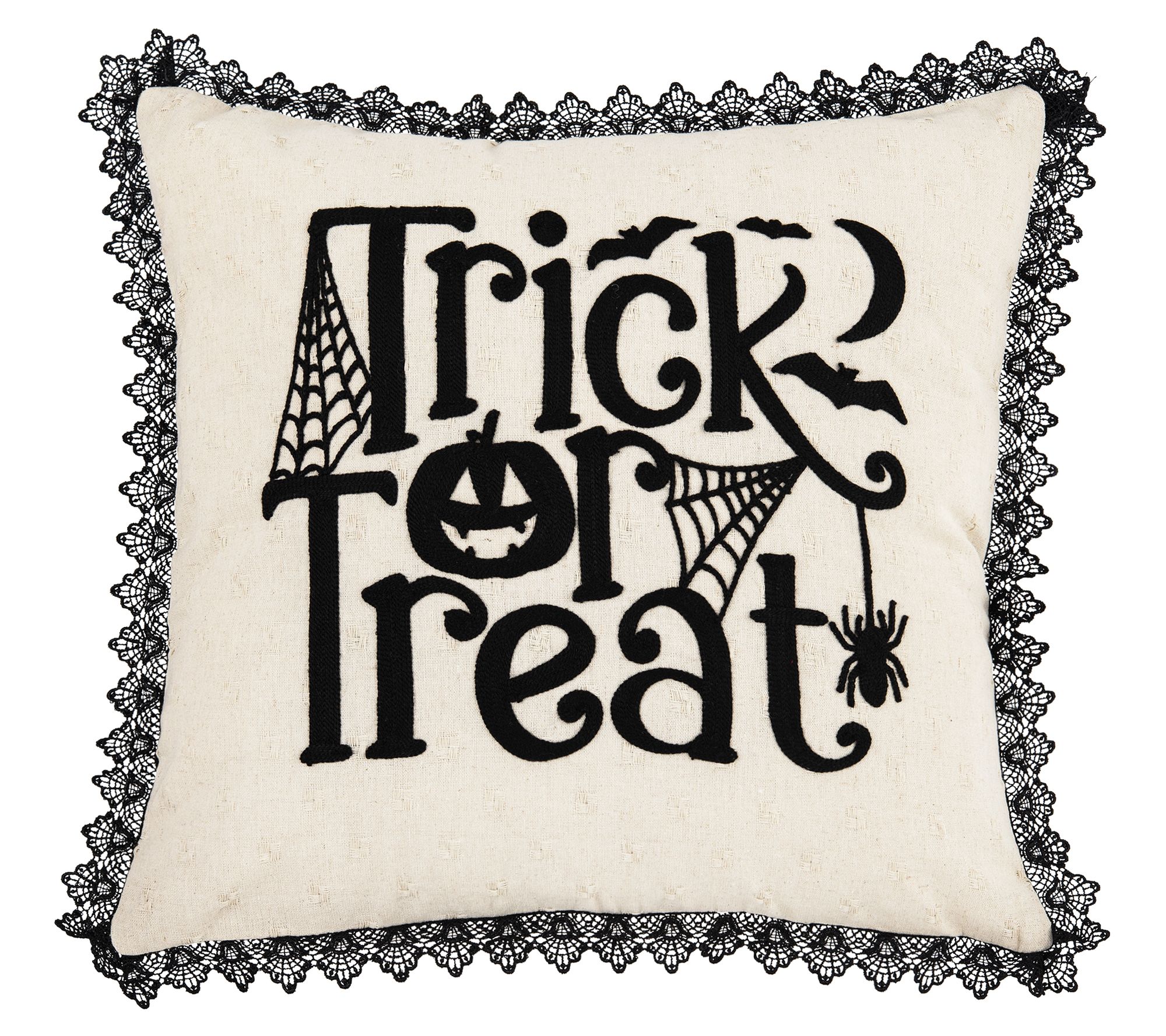 18" x 18" Trick Treat Black and White Pillow byValerie