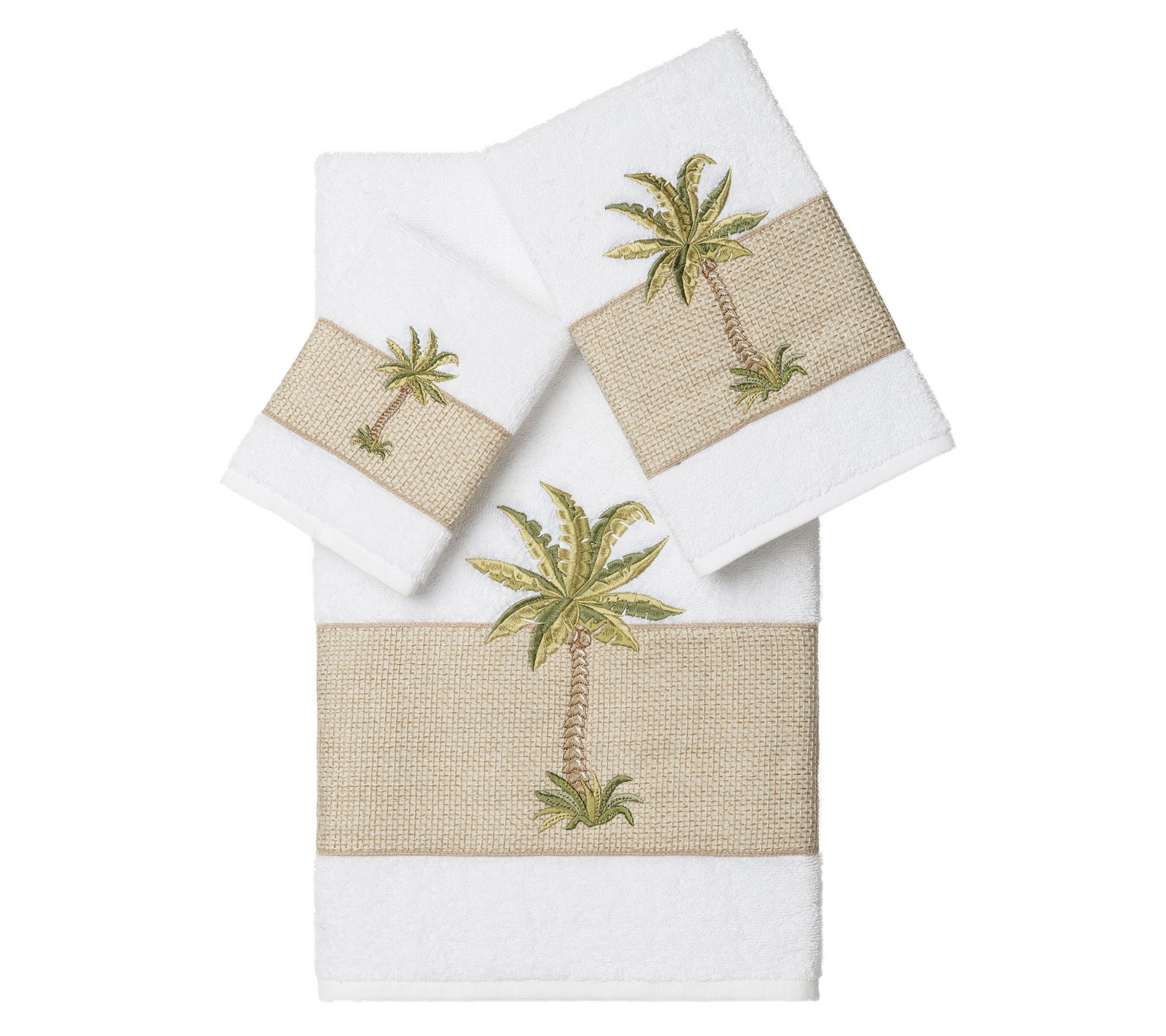 Linum Home Textiles Colton 3PC Embellished Towel Set