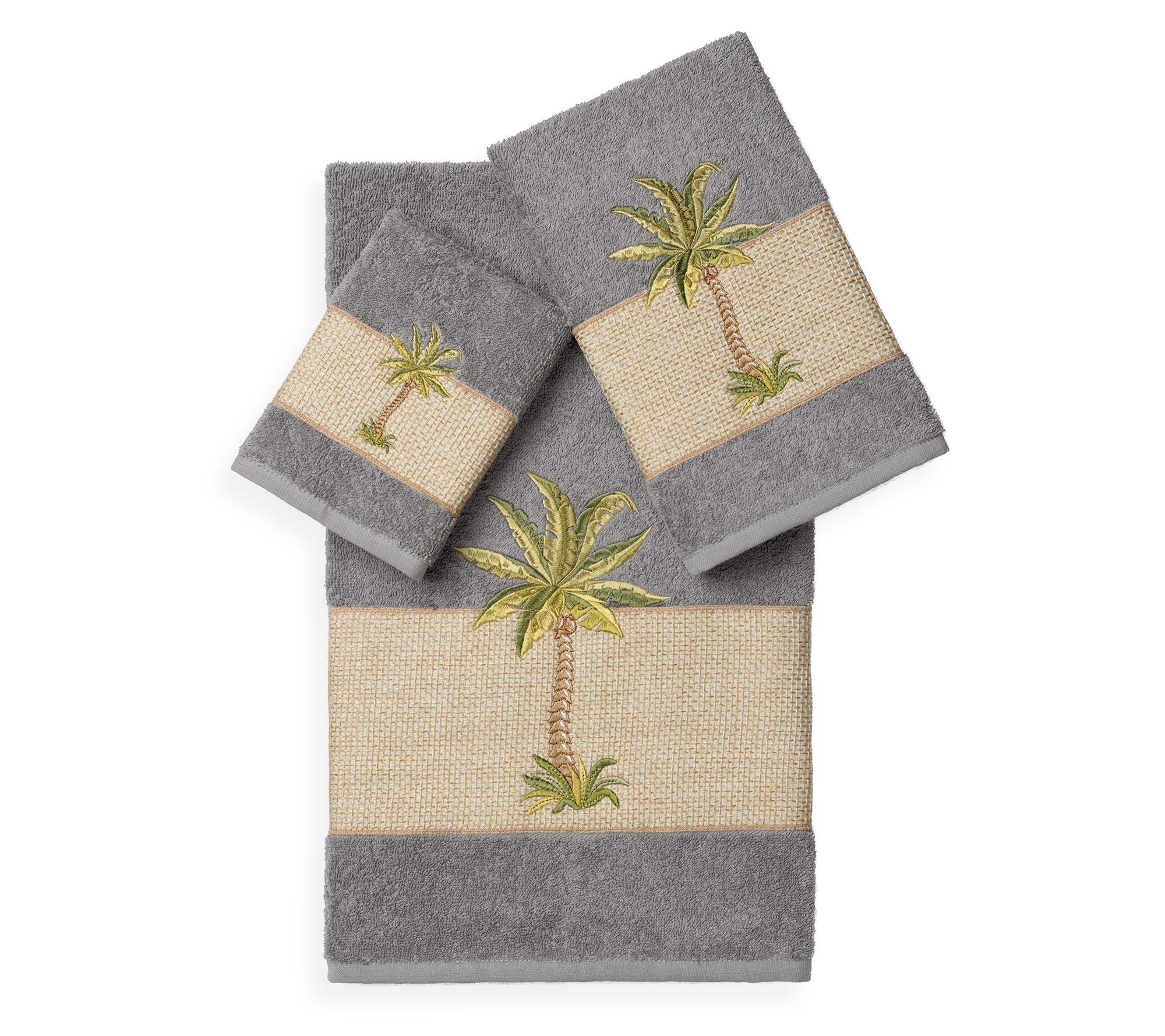 Linum Home Textiles Colton 3PC Embellished Towel Set