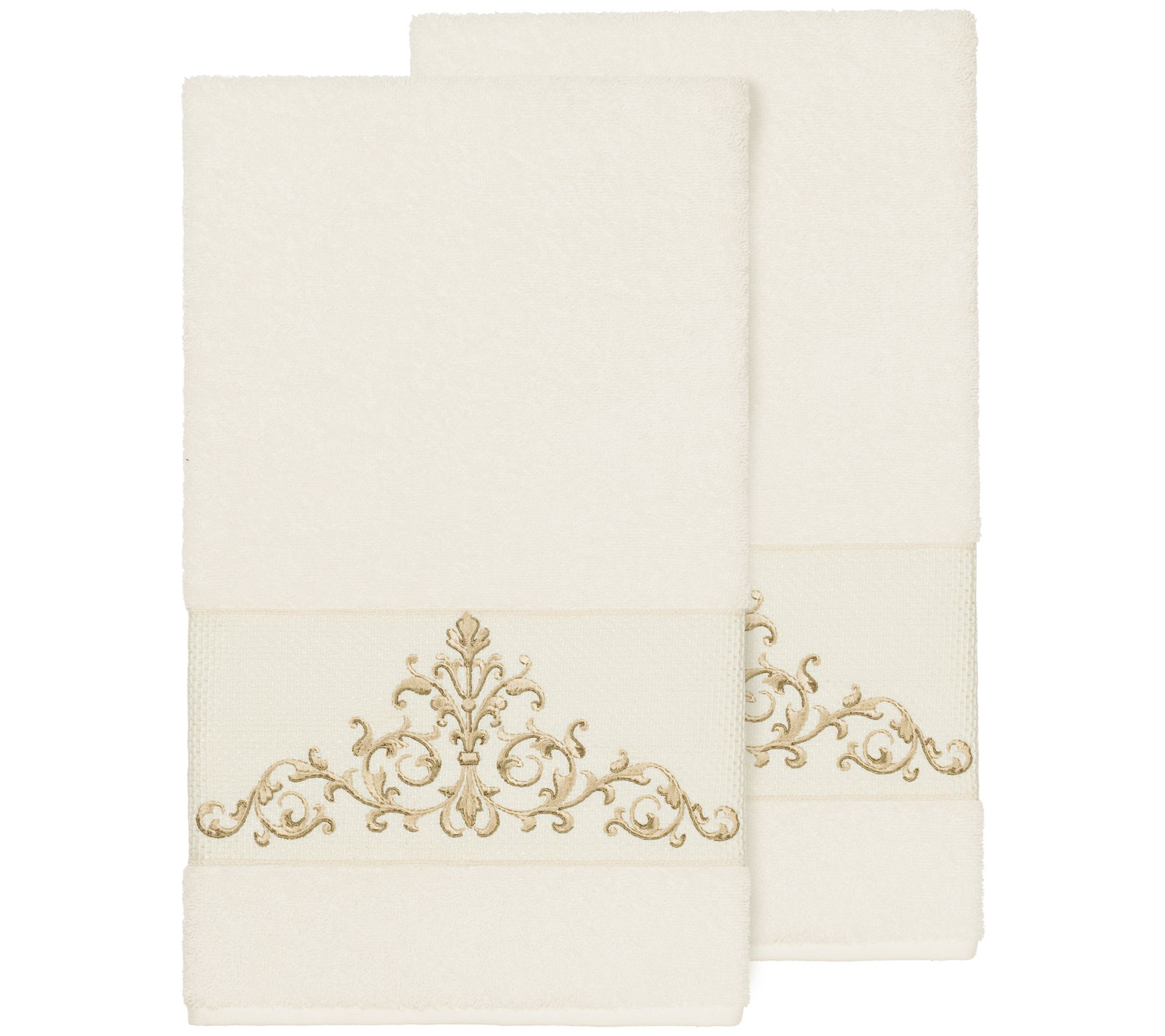 Linum Home Textiles Scarlet 2PC Embellished Bath Towel Set