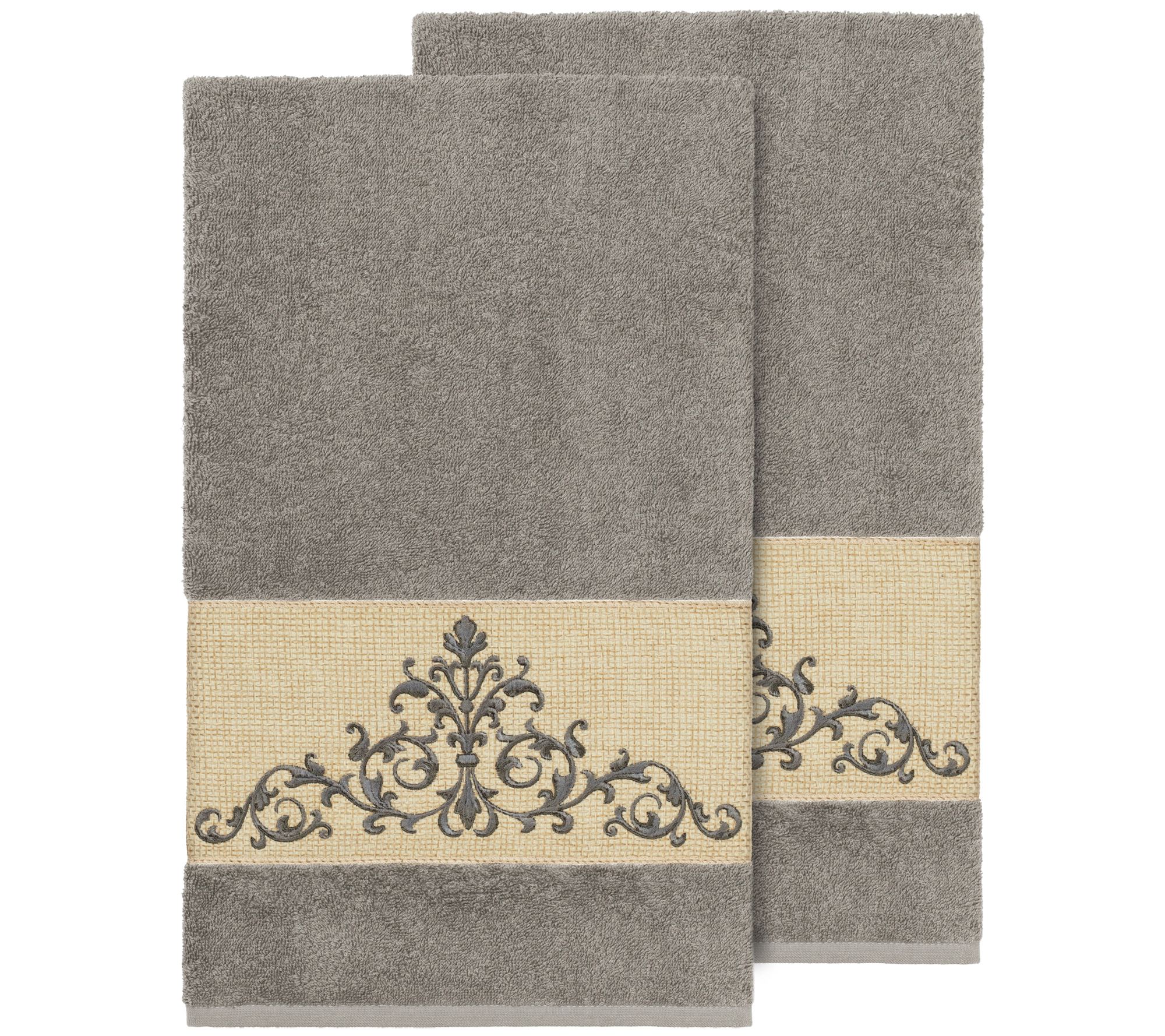 Linum Home Textiles Scarlet 2PC Embellished Bath Towel Set