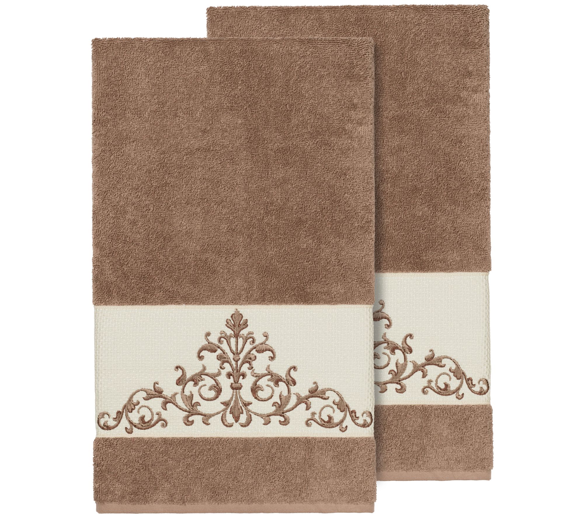 Linum Home Textiles Scarlet 2PC Embellished Bath Towel Set