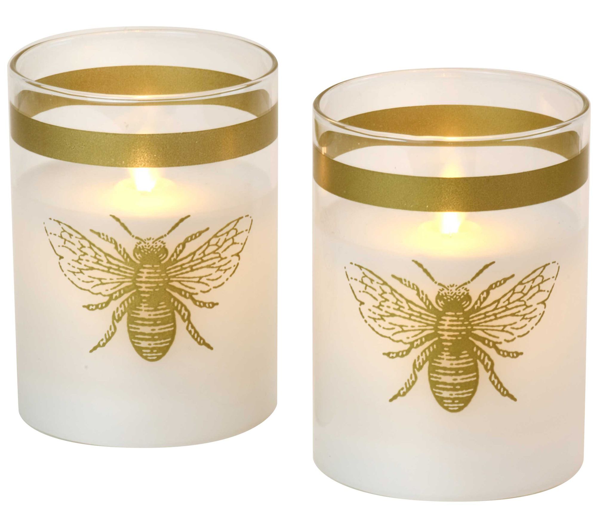 LumaBase Glass LED Candles with Moving Flame- Honey Bee, 2ct 