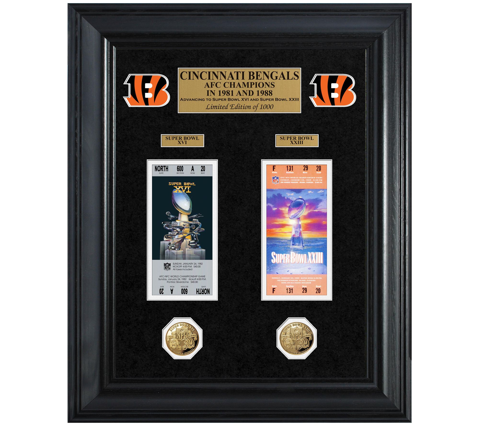 Officially Licensed NFL Bengals Super Bowl Champs Deluxe Coin & Ticket