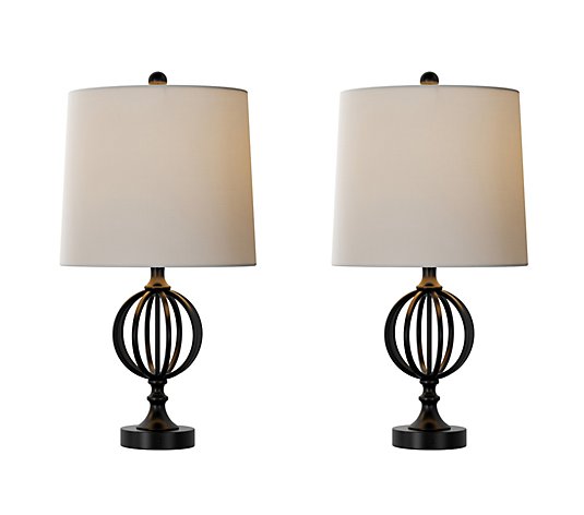 Iron Orb Table Lamps, Set of 2  - Hastings Home